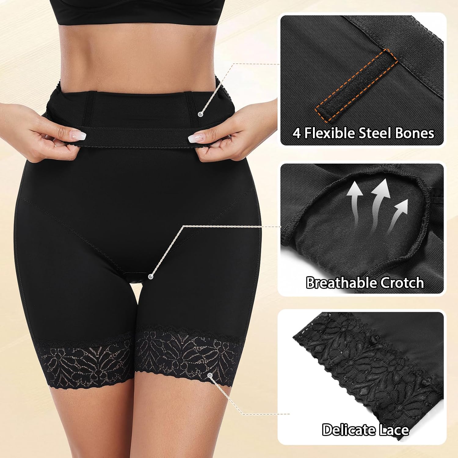 Detalle de Xnova Shapewear guaina contenitiva donna con vita alta e pantaloncini antisfregamento