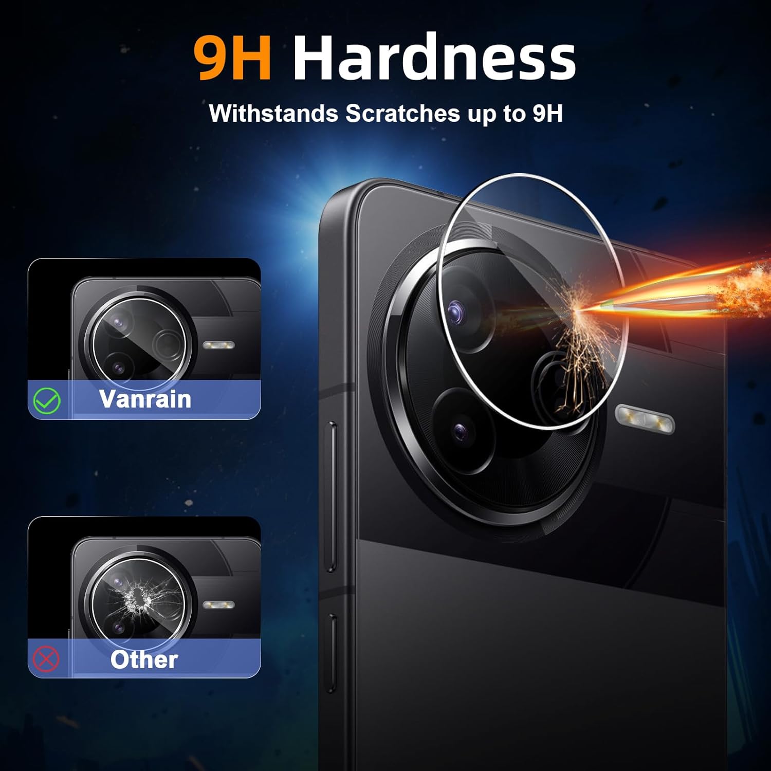 Thumbnail 2 de Vanrain Kameraschutz fürs Panzerglas für Xiaomi POCO F7 Pro / F7 Ultra – 3 Stück, 9H, ultra-klar