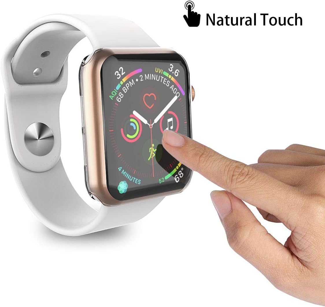 Detalle de Piuellia 2-Pack Transparent Case Screen Protector for Apple Watch 44mm (SE3/SE2/SE/6/5/4) – Ultra-Thin TPU Cover