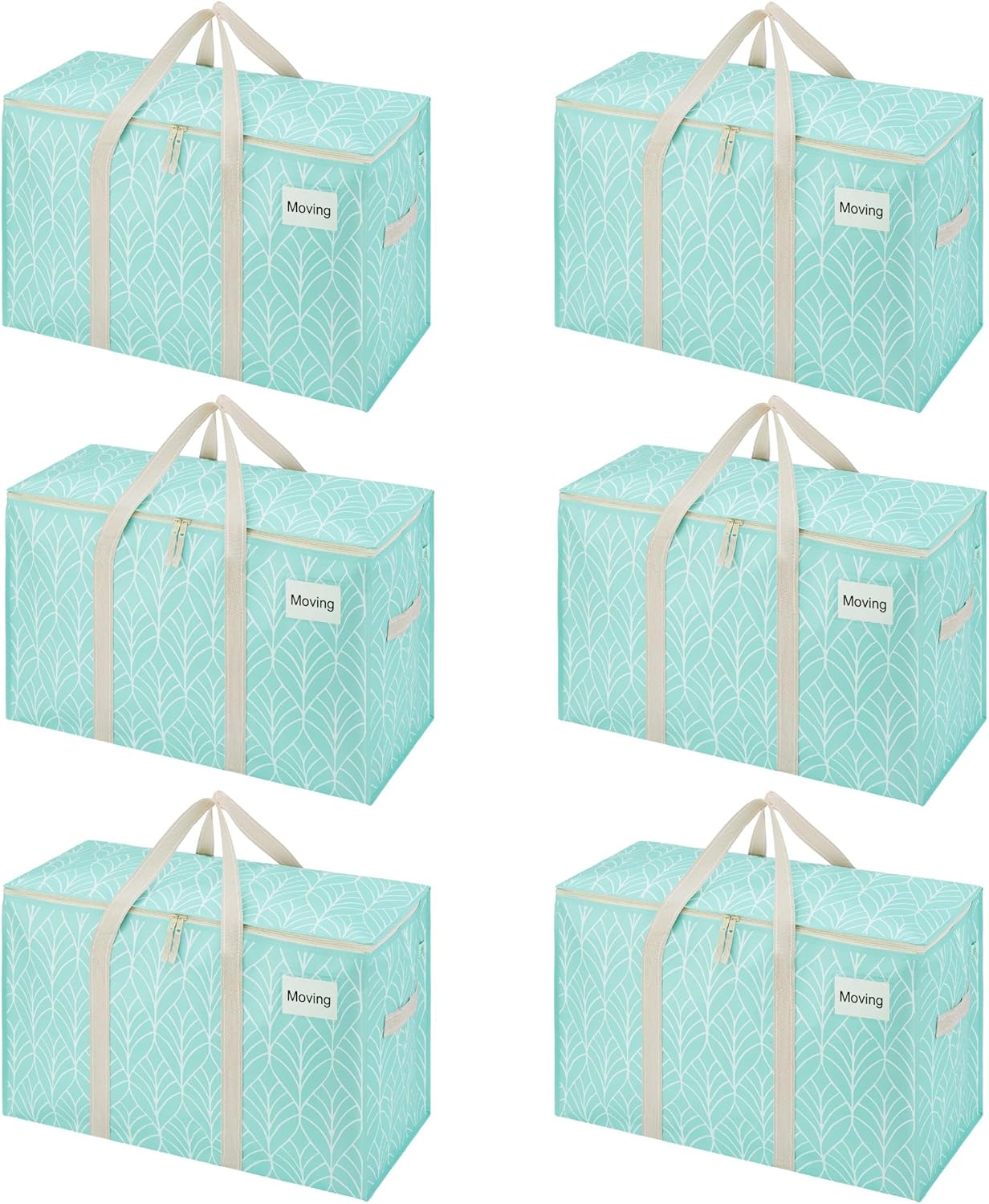 Detalle de VENO 6 Pack Extra Large Moving Storage Bags with Zips (Evergreen) – heavy-duty organiser totes