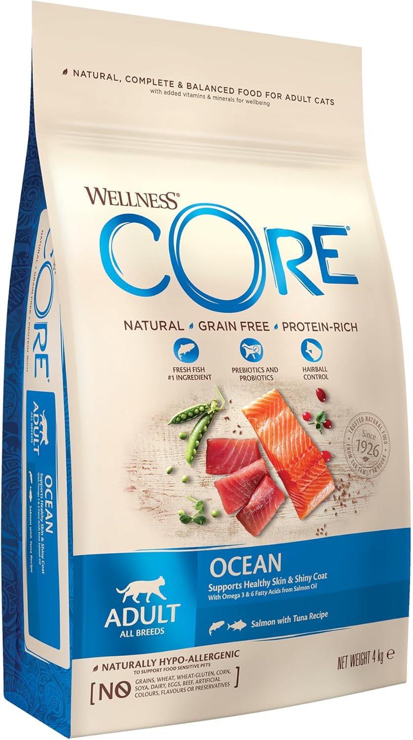 Wellness CORE Ocean Ocean 4 kg: Salmon & Tuna Dry Cat Food for Adults