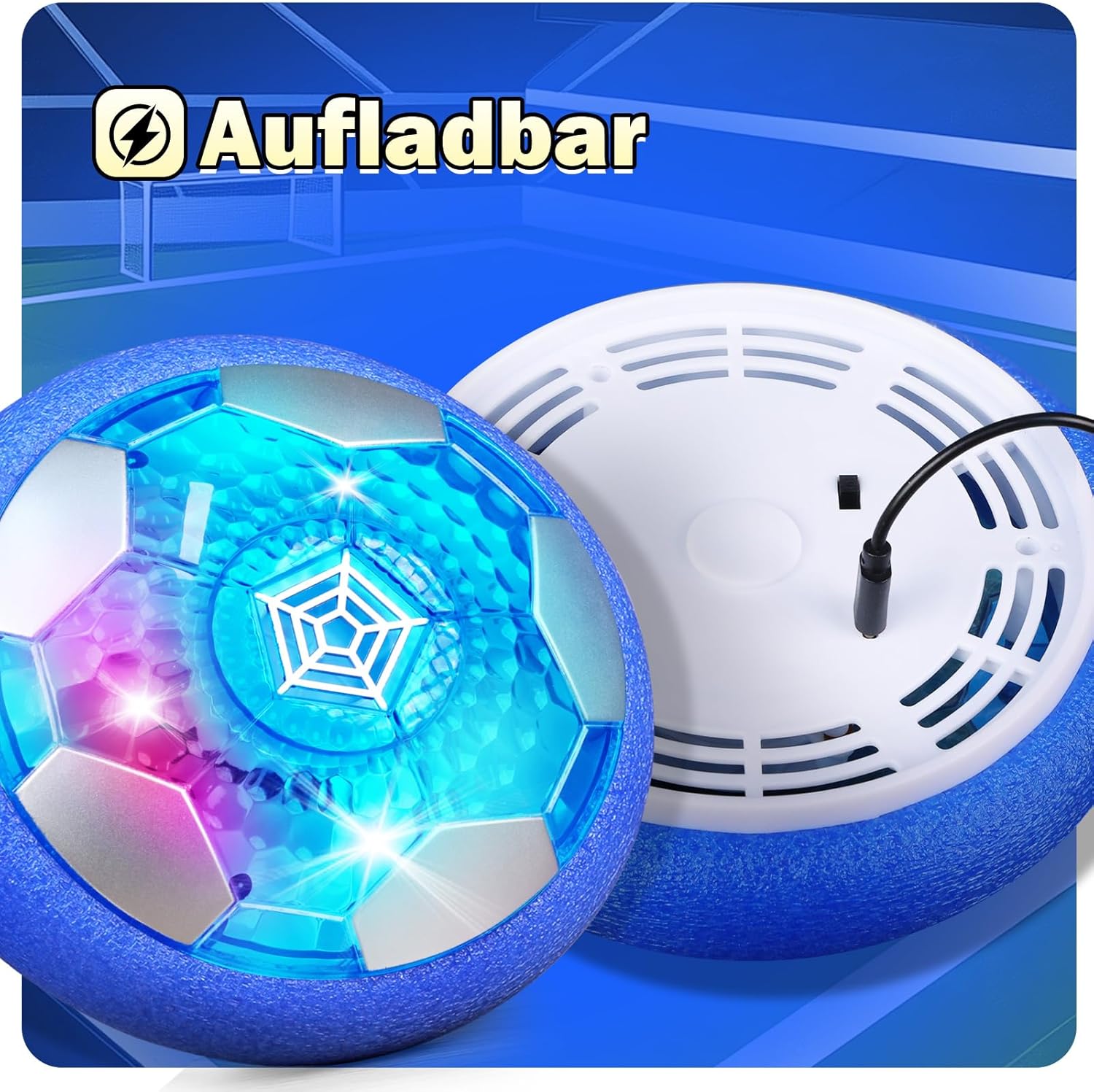 Thumbnail 1 de OMWay Air Power Fußball – recargbarer LED-Schwebeball für drinnen, USB, ca. 50 Minuten Spielzeit