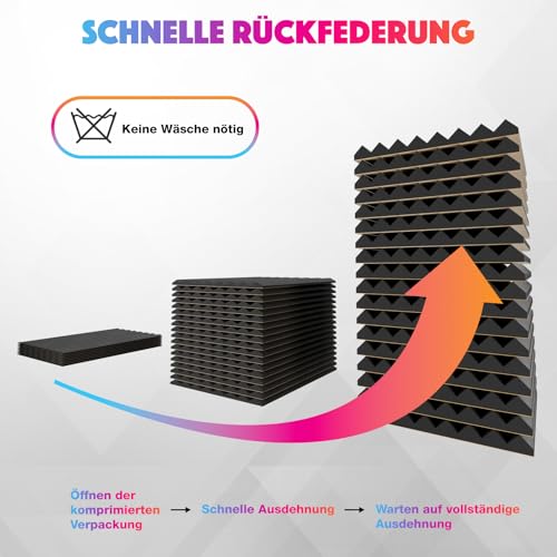Thumbnail 2 de Sonic Acoustics 12 Stück Selbstklebende Schallabsorber – 3D Hochdichte Akustikschaumstoff 2,5 cm, 35 kg/m³