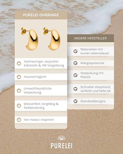 Detalle 2 de PURELEI Drop Ohrringe (Gold) – Tropfen aus langlebigem Edelstahl