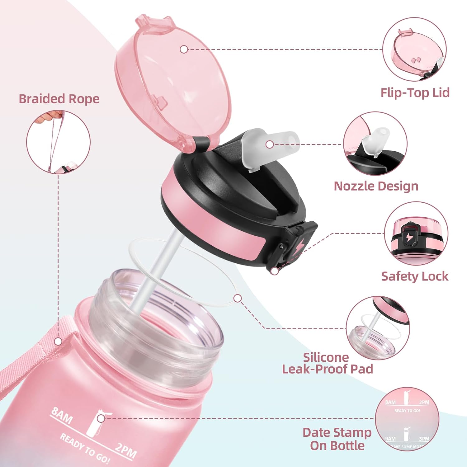 Detalle de Motswedi Borraccia bambini 500 ml con cannuccia
