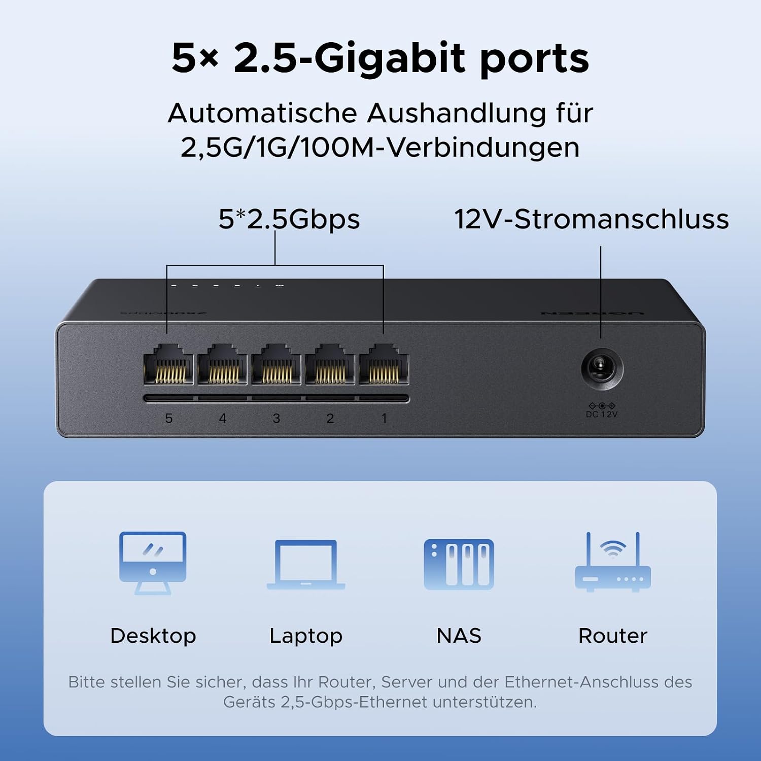 Thumbnail 2 de UGREEN 2.5G LAN Switch mit 5 Ports