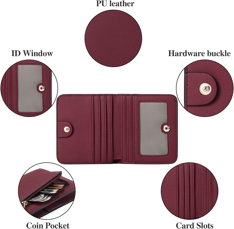Thumbnail 3 de GAEKEAO Women’s RFID Blocking Leather Compact Bi-fold Wallet with ID Window