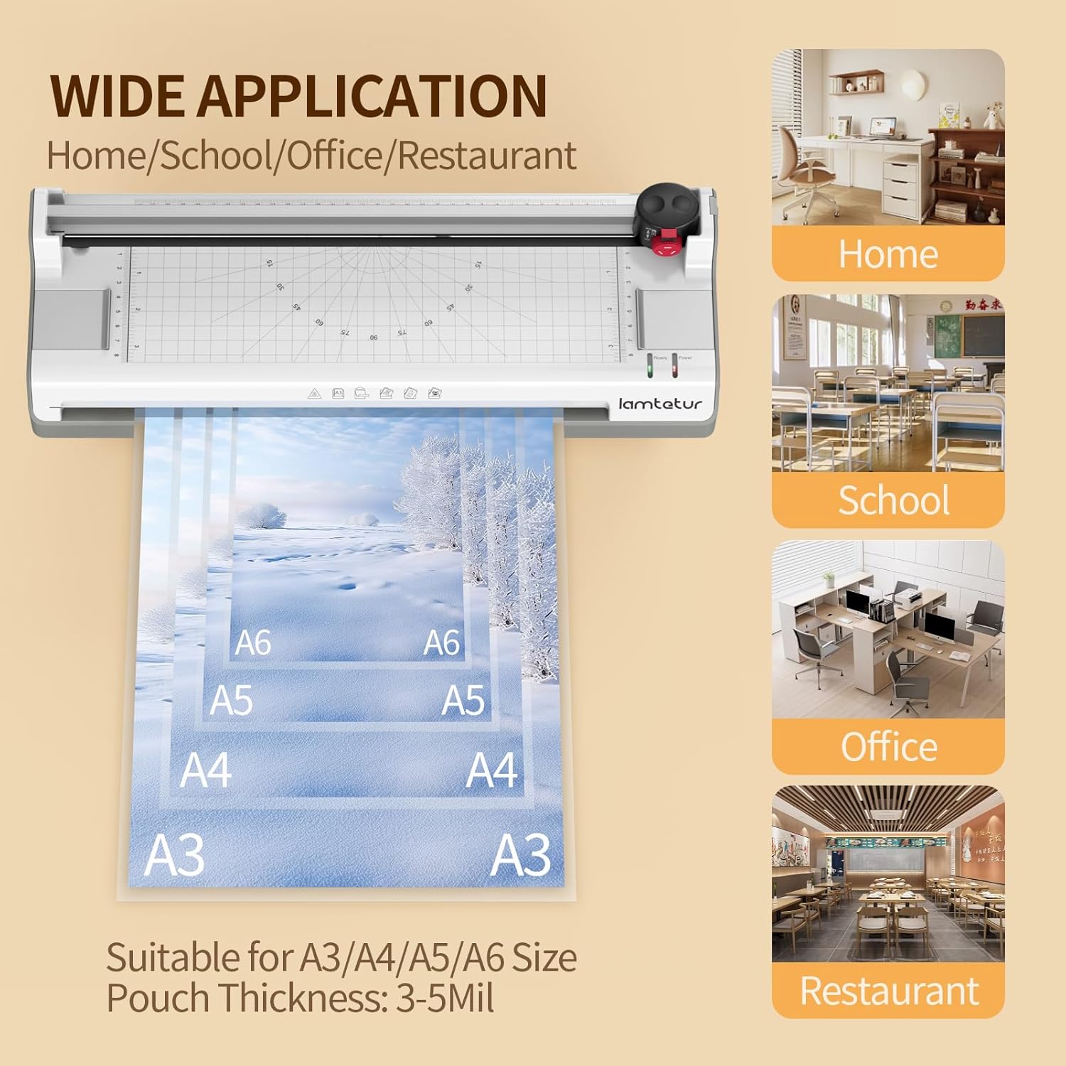 Thumbnail 6 de Laminator Machine 11x17 with 70 Letter Size Laminating Sheets – 3–5 mil, Hot & Cold, 2 rollers, includes Paper Cutter & Corner Rounder