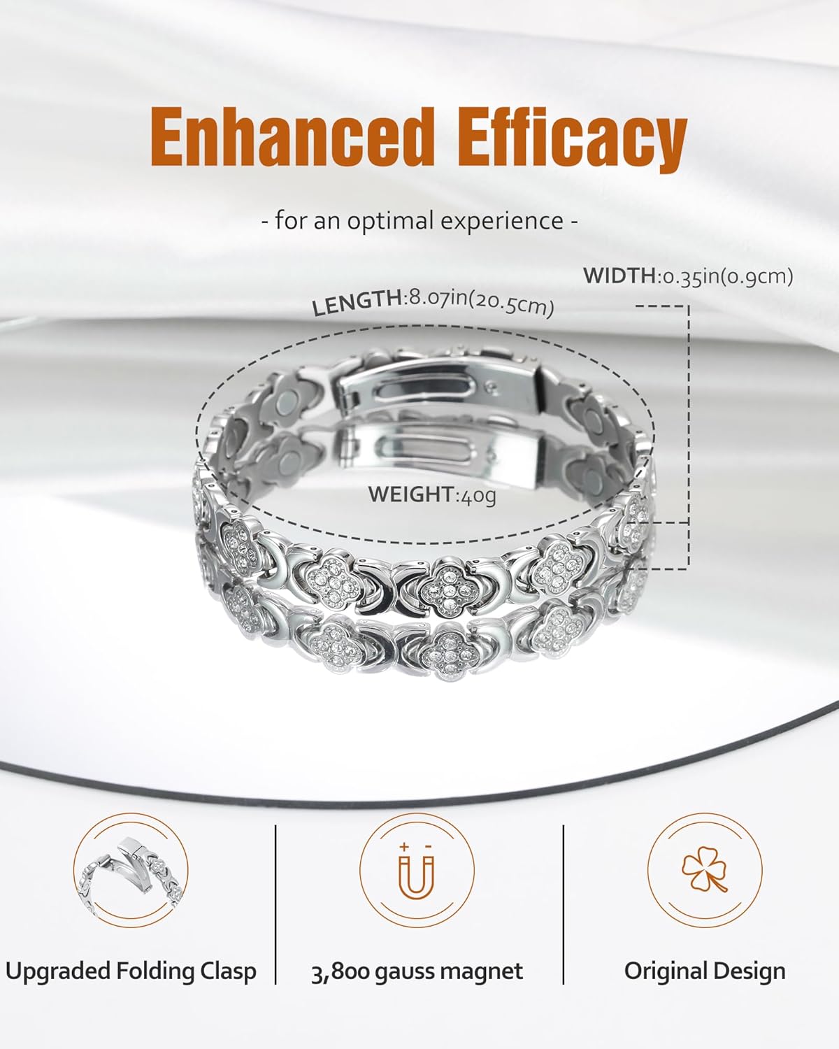 Detalle de Jecanori Copper Magnetic Bracelet for Women – adjustable copper link bangle with gift box