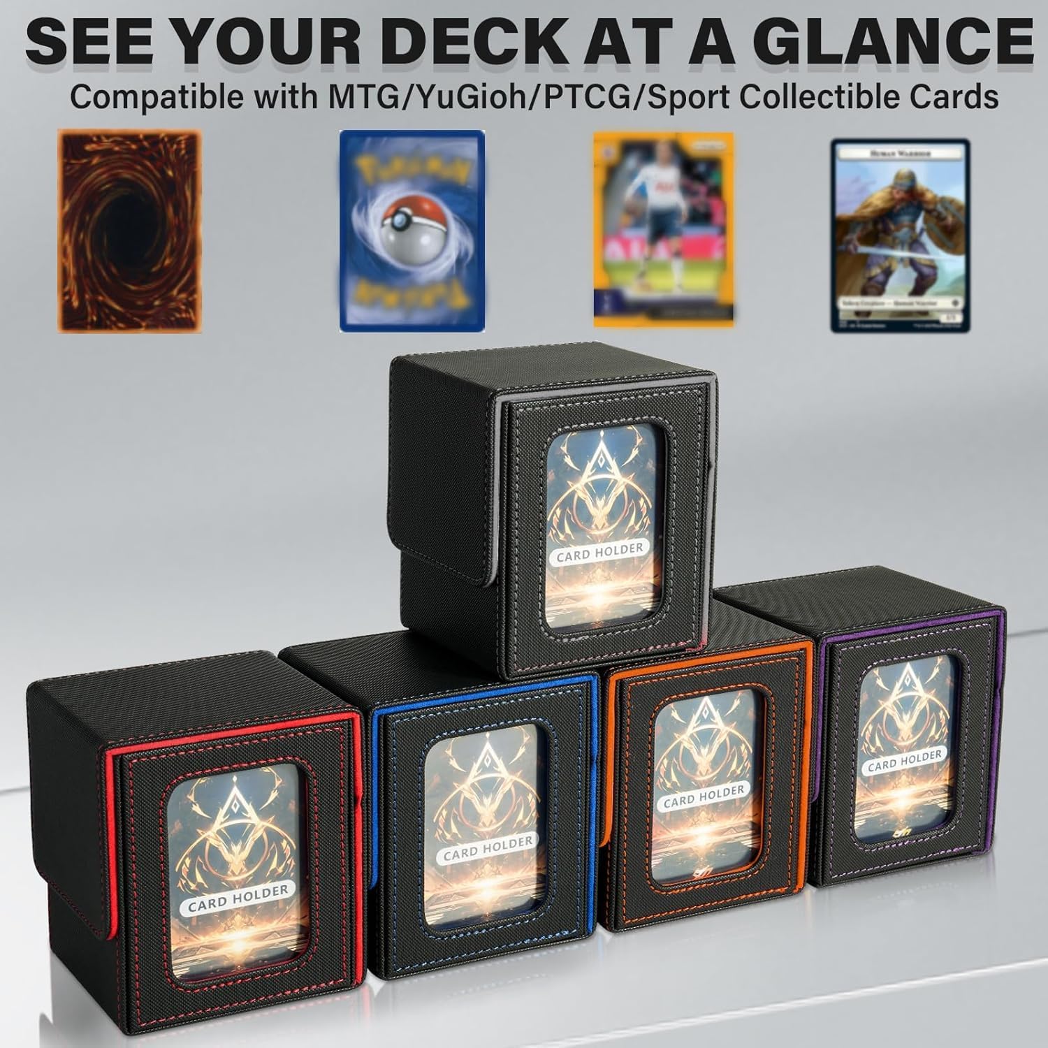 Detalle 2 de Magic Deck Box mit MTG Commander Display – Magnetische Aufbewahrung für 100+ Karten (Schwarz/Grau)