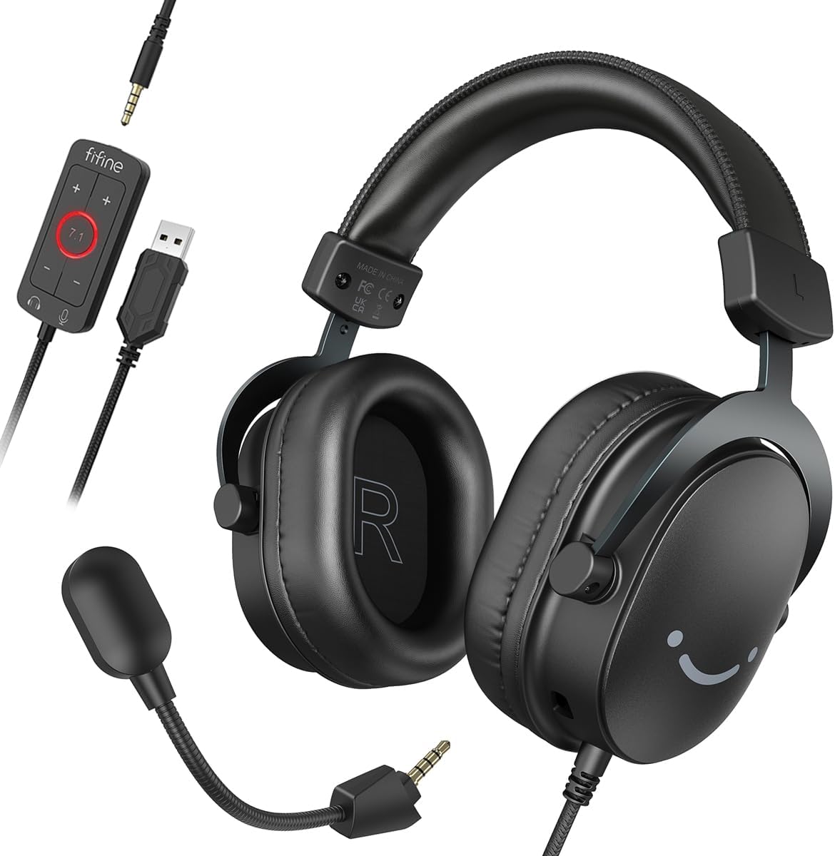 Detalle de FIFINE Gaming Headset mit Mikrofon – kabelgebundenes Over-Ear Headset mit 7.1 Surround Sound