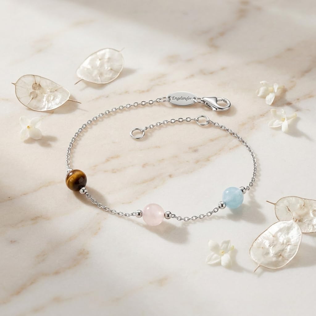 Detalle de Engelsrufer Damen Armband aus Sterling Silver mit Kraftsteinen – verstellbar 17–19 cm