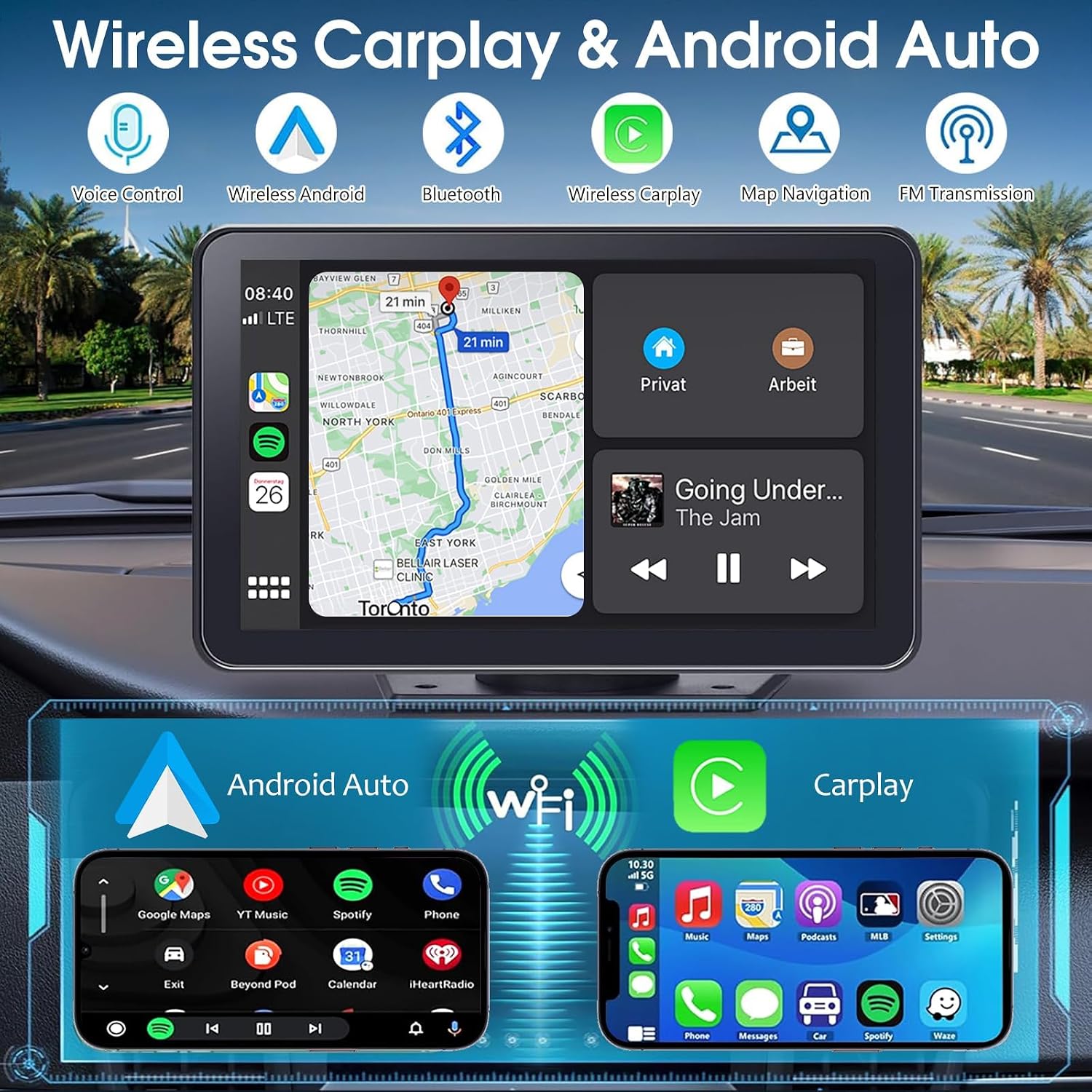 Thumbnail 1 de Carplay 7" Wireless Portable Screen