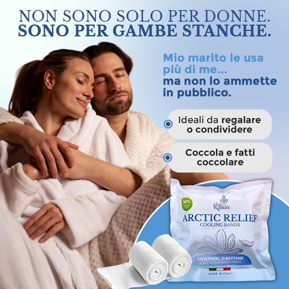 Thumbnail 5 de Ritalia Bendaggi drenanti per gambe con effetto freddo (mentolo, zenzero, caffeina) – 2 bende da 10 m