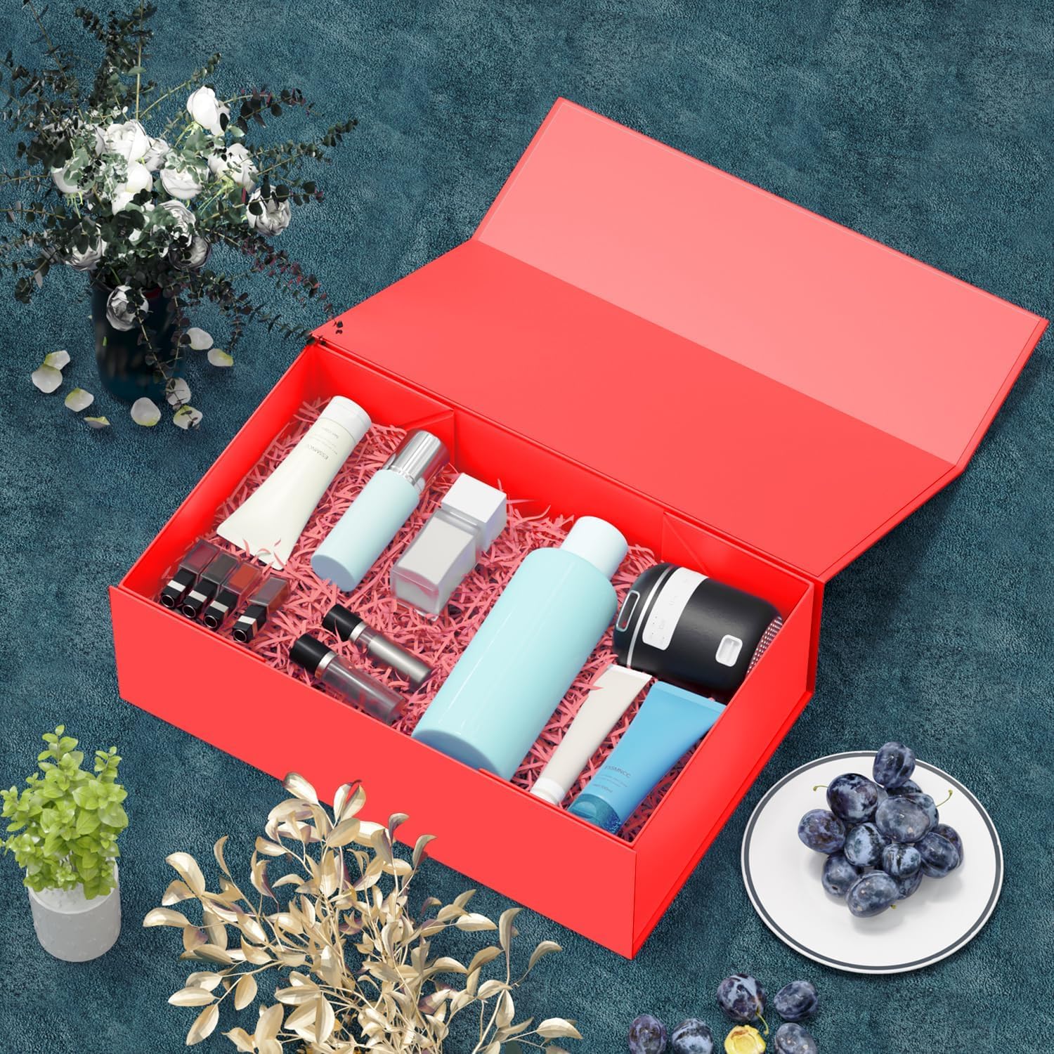 Thumbnail 4 de 2er Geschenkbox-Set 24x15x7,6 cm mit magnetischem Verschluss – Rot