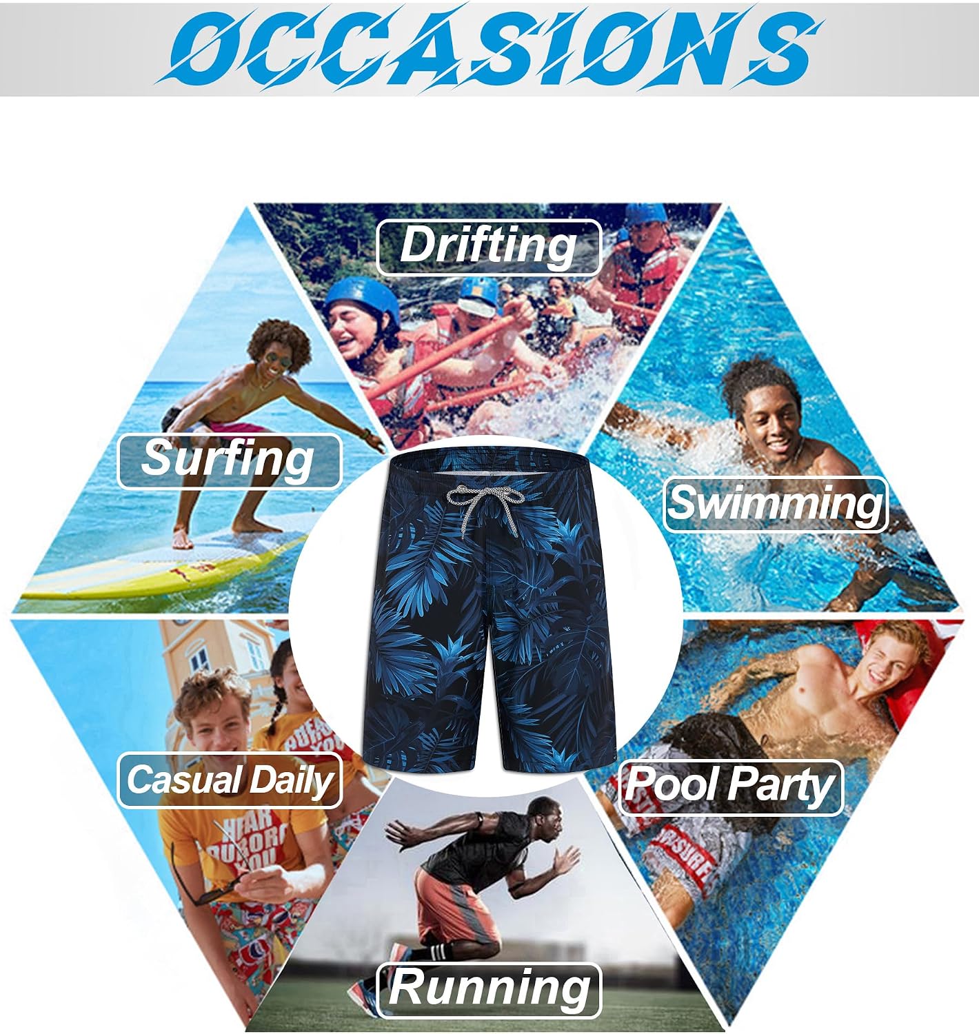 Thumbnail 5 de APTRO Herren Badehose Lang: schnelltrocknende Boardshorts mit Innenslip und 3 Taschen