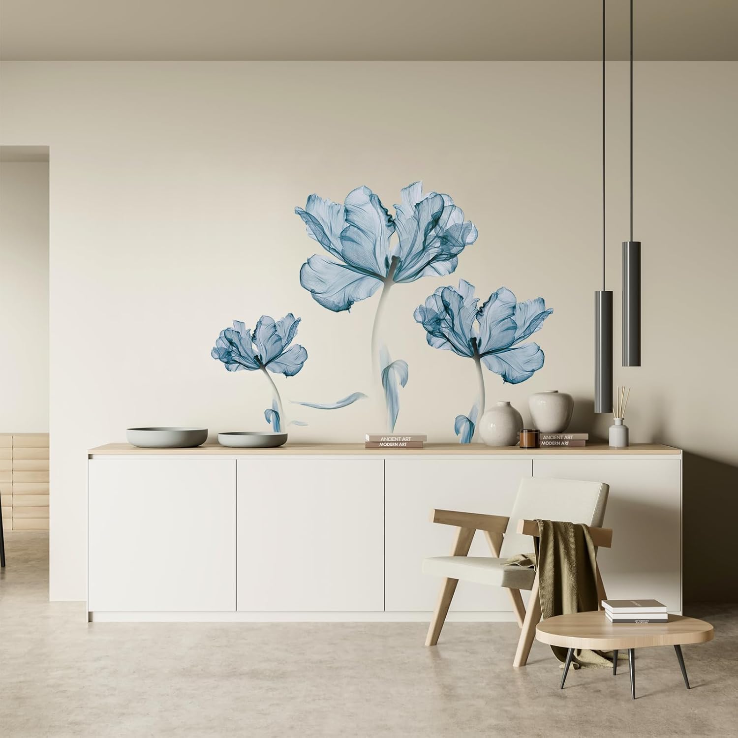 Thumbnail 2 de Tanlaby Grande Blu Fiori Adesivi Murali: decorazione floreale oversize per pareti