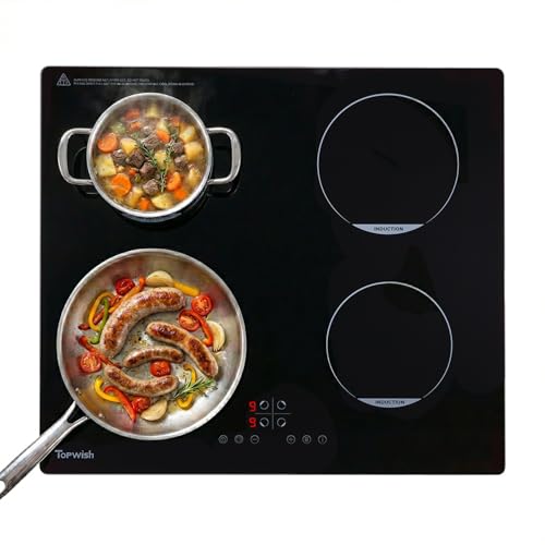 Detalle de TOPWISH placas de inducción de 60 cm con 4 fuegos y 7200W