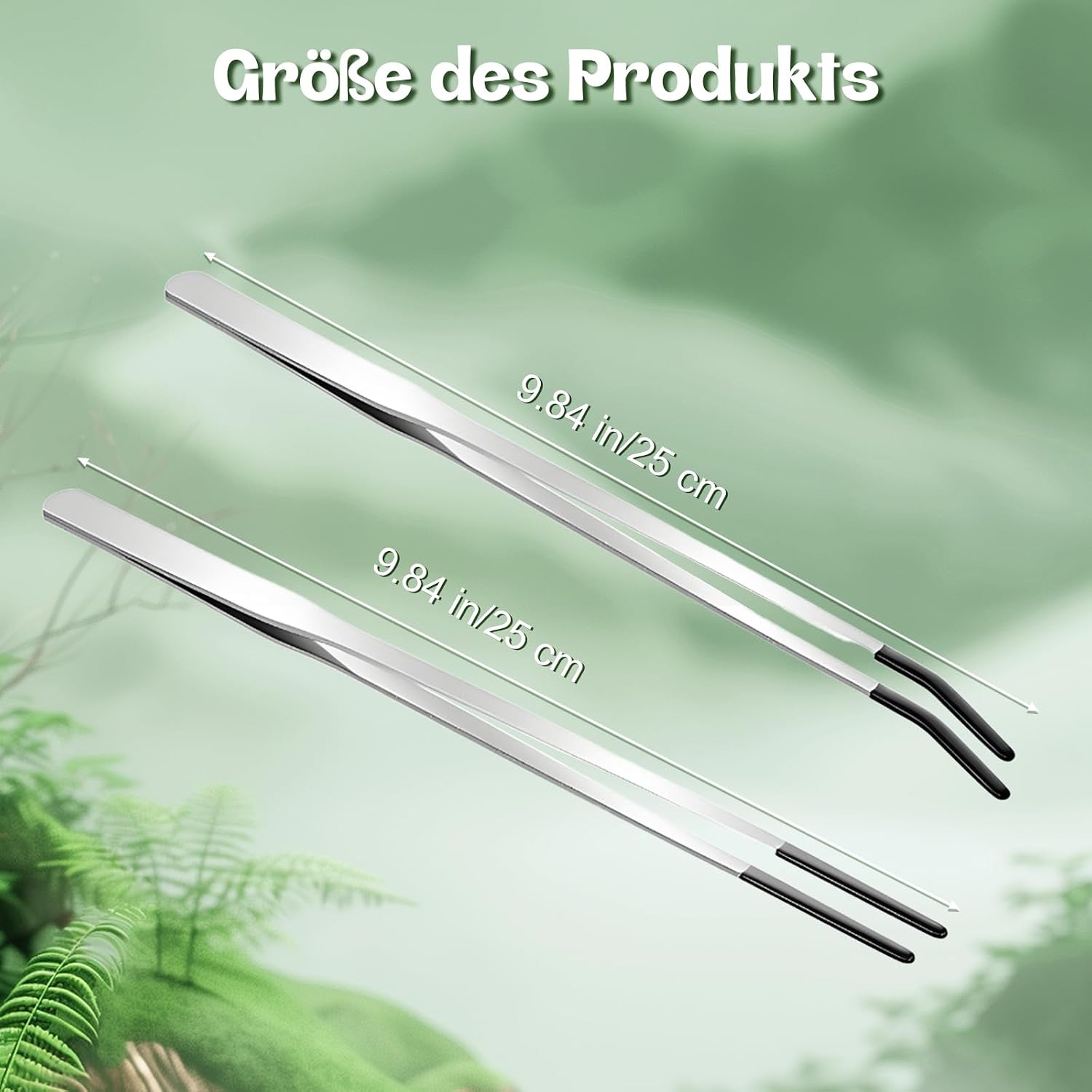 Detalle de HATY Aquarium Pinzette Edelstahl 27 cm – 2 Stück Gerade & Gebogen