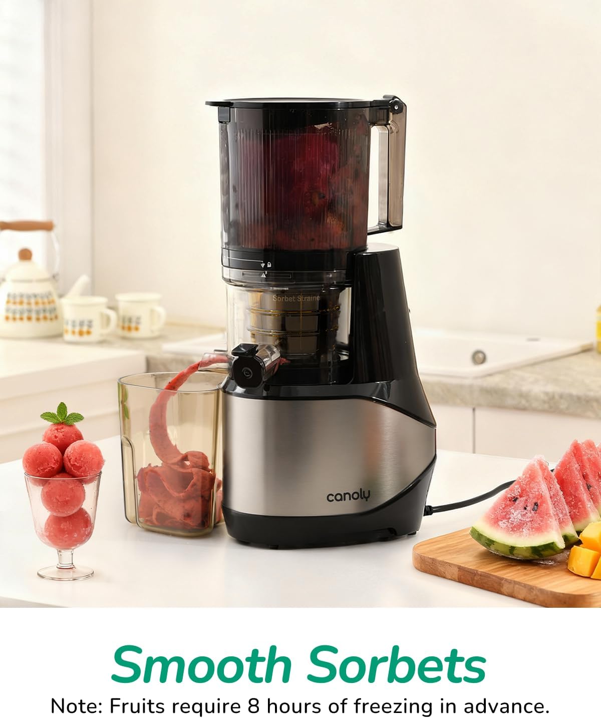 Thumbnail 4 de Canoly C09 Cold Press Juicer (6” extra-wide chute, 3-in-1 strainers) for juice, sorbet, and nut milk
