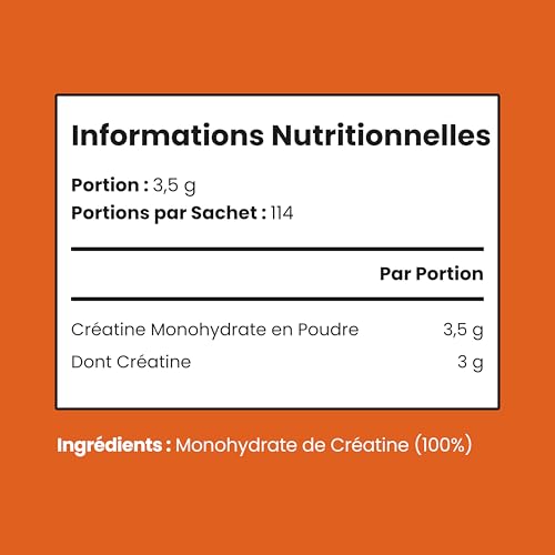 Detalle de Vitabright Créatine Monohydrate en Poudre Micronisée – Sachet 400 g (114 portions)