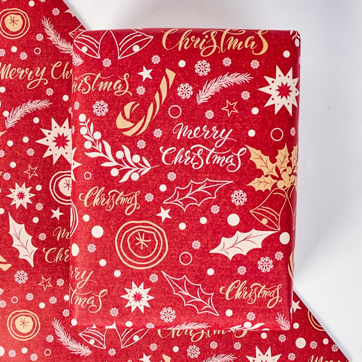 Thumbnail 2 de HBell Red Kraft Christmas Wrapping Paper Roll – 43cm x 15m