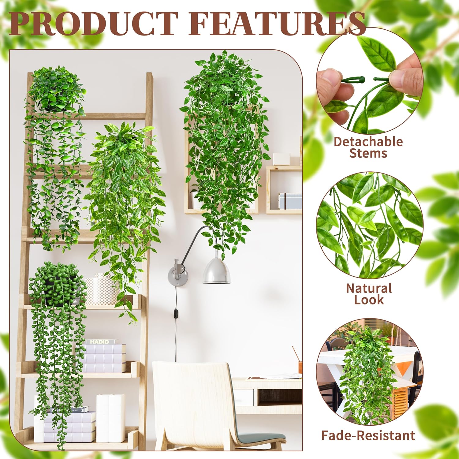 Detalle de Palonu Artificial Hanging Plants, 4-Piece Set
