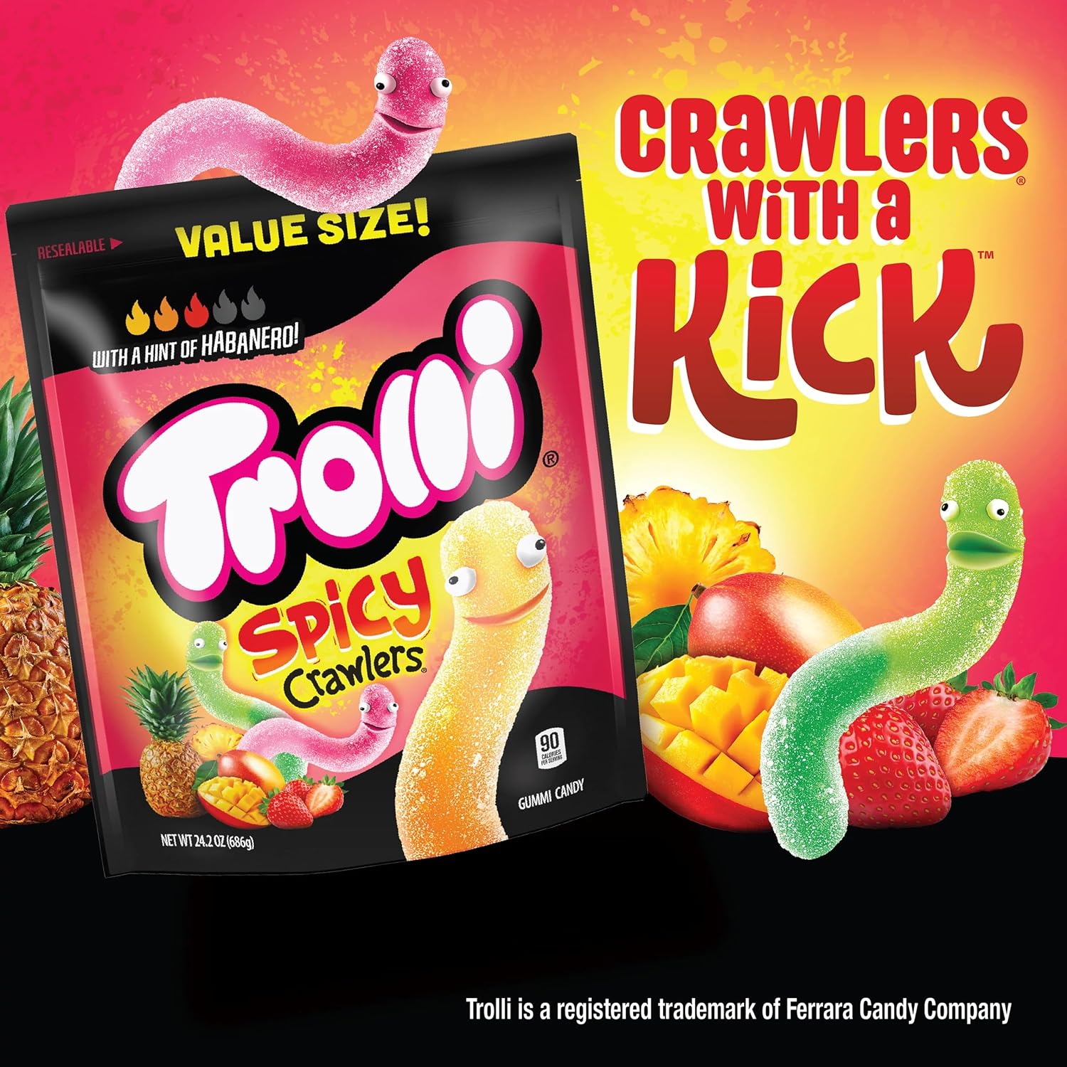 Thumbnail 3 de Trolli Spicy Crawlers Gummy Worms, 24.2 oz Resealable Bag