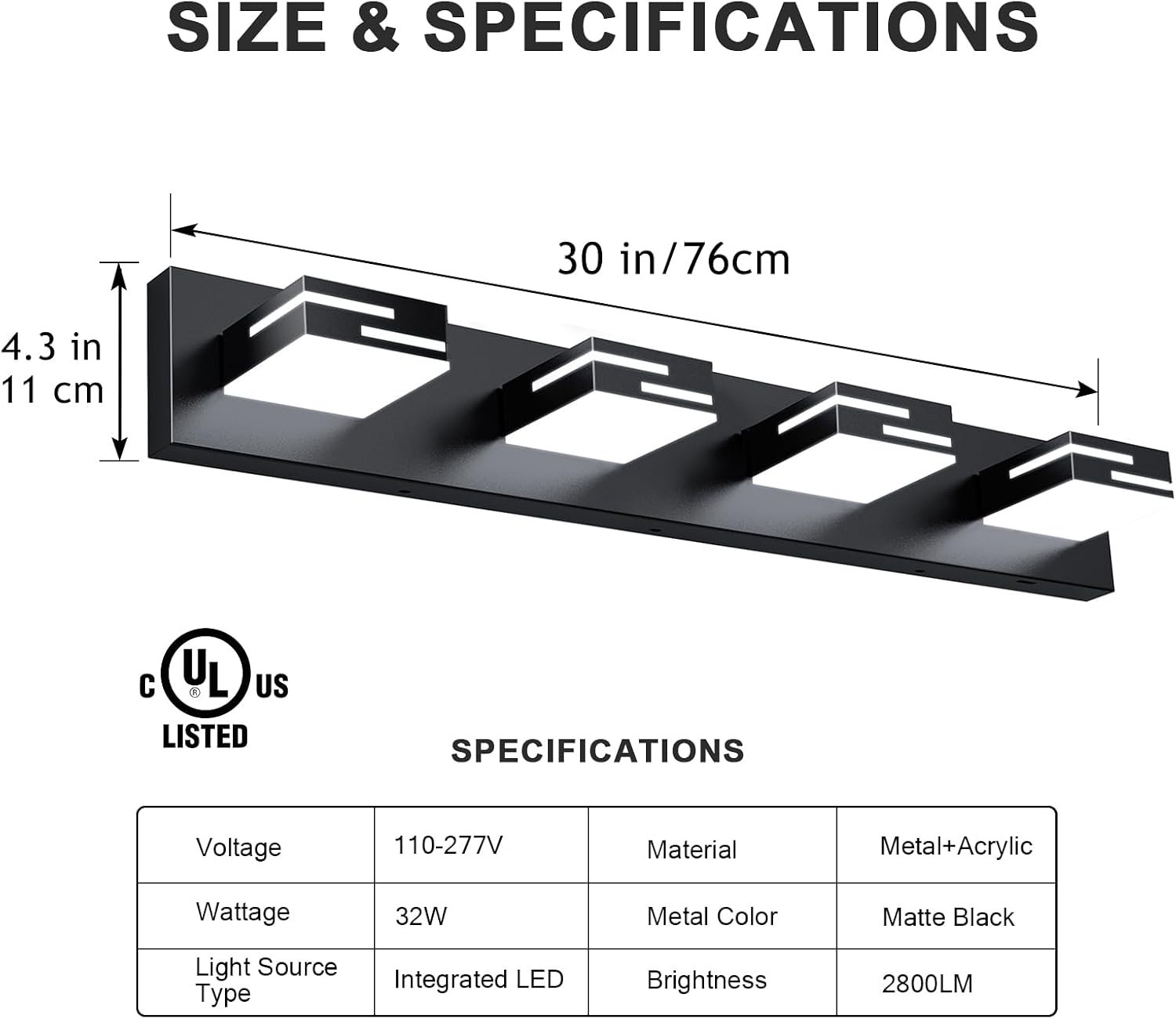 Thumbnail 6 de LKHF 9553 4-Light LED Vanity Light, 5CCT, Matte Black, Swivel Acrylic Heads