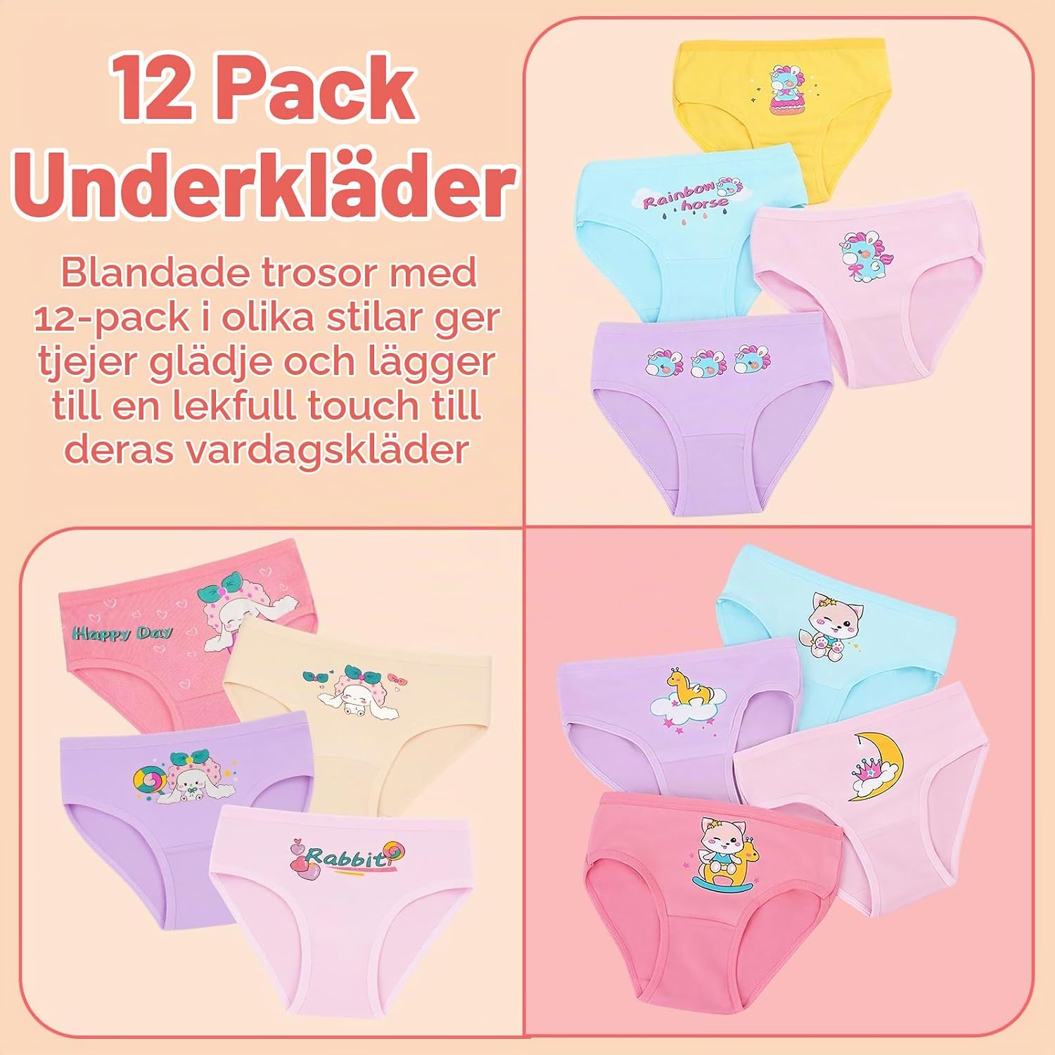 Thumbnail 3 de AYBUY flicktrosor, 12-pack i bomullsblandning med dubbellager i grenen