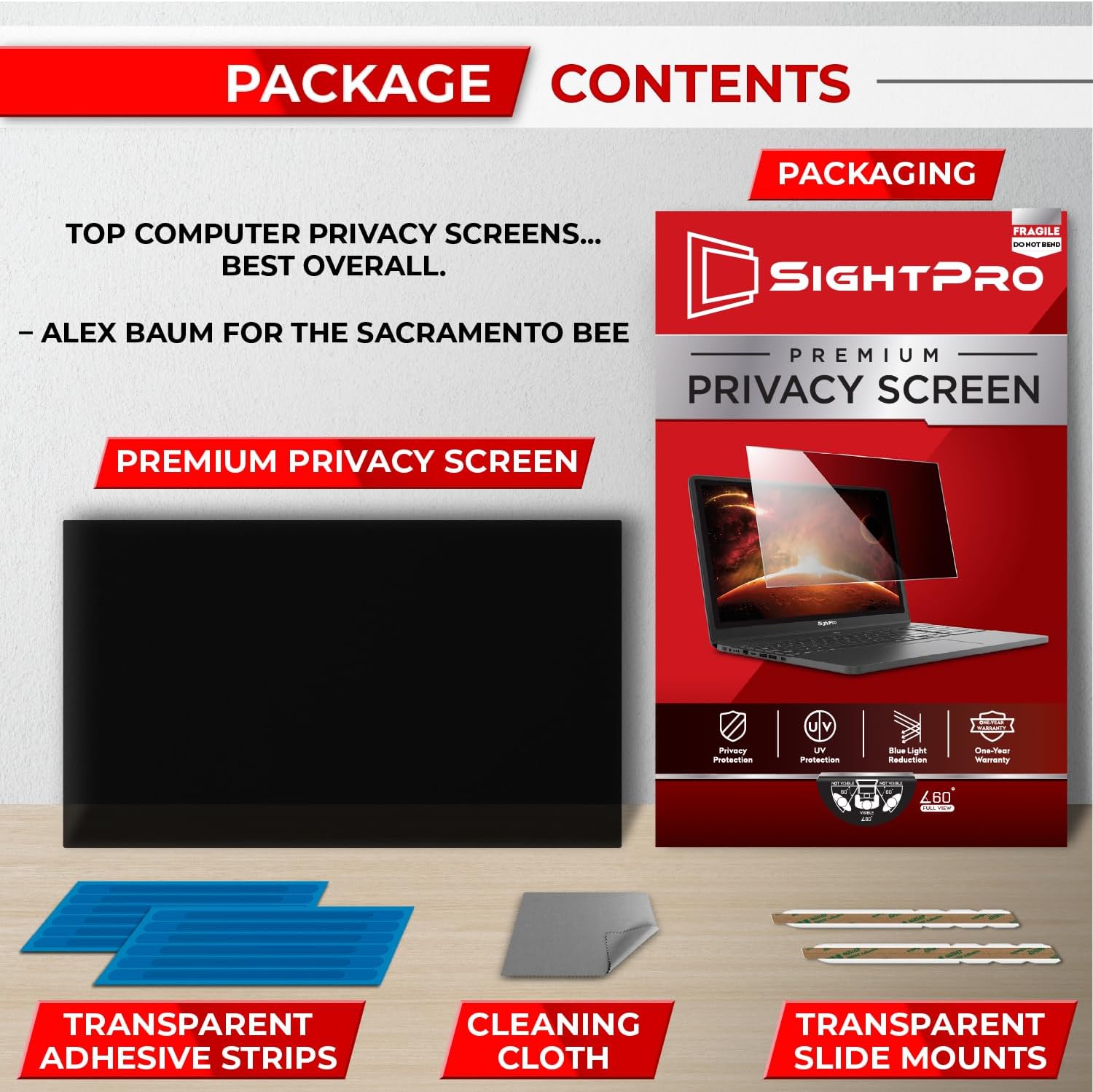 Detalle de SightPro SP-PSB156169 15.6-Inch Laptop Privacy Filter, 16:9 Anti-Glare