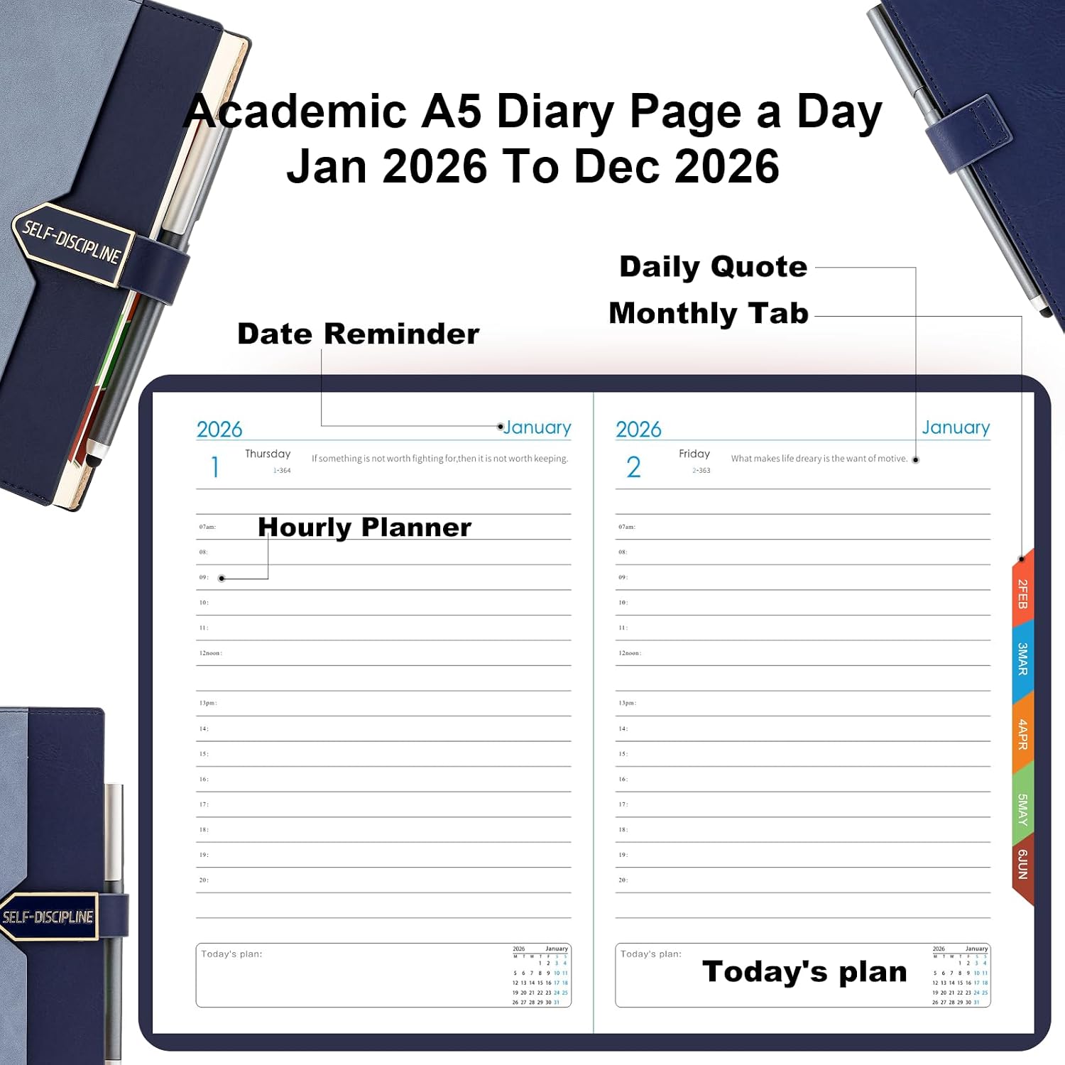 Thumbnail 4 de Mljtoyo Agenda giornaliera 2026 A5 blu