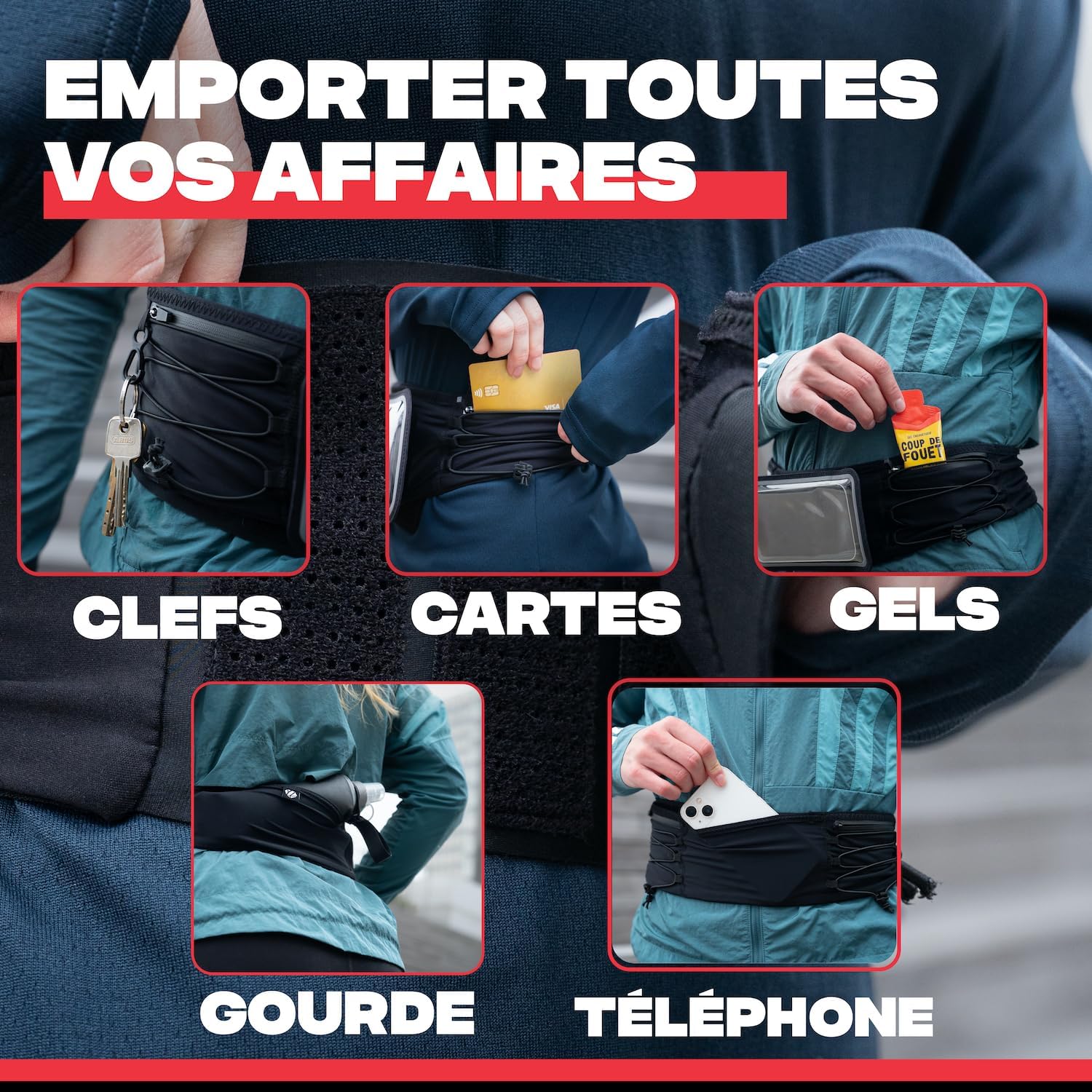 Thumbnail 3 de Shapeheart Ceinture de Sport Ajustable avec Rangement Intelligent et Système de Serrage Anti-Remontée