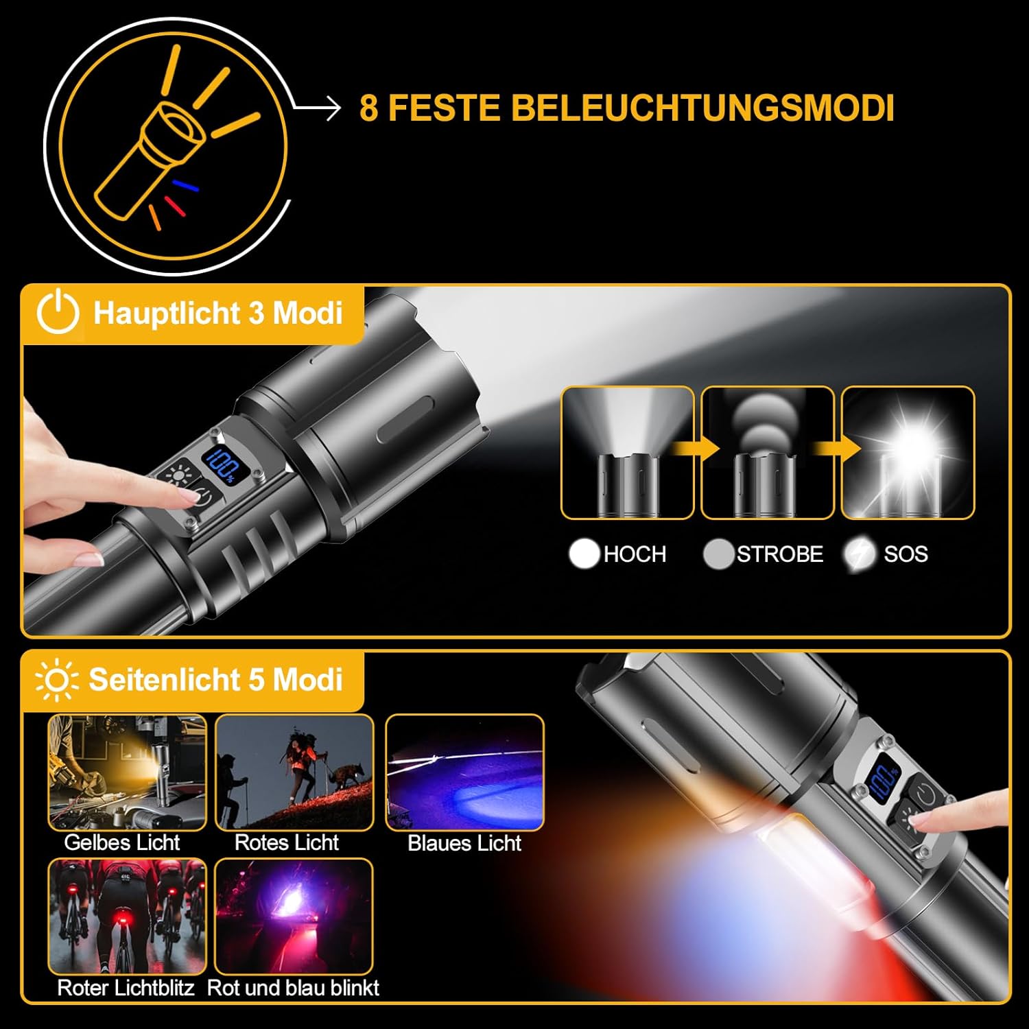 Thumbnail 2 de BEYSTE Taschenlampe LED 500000 Lumen