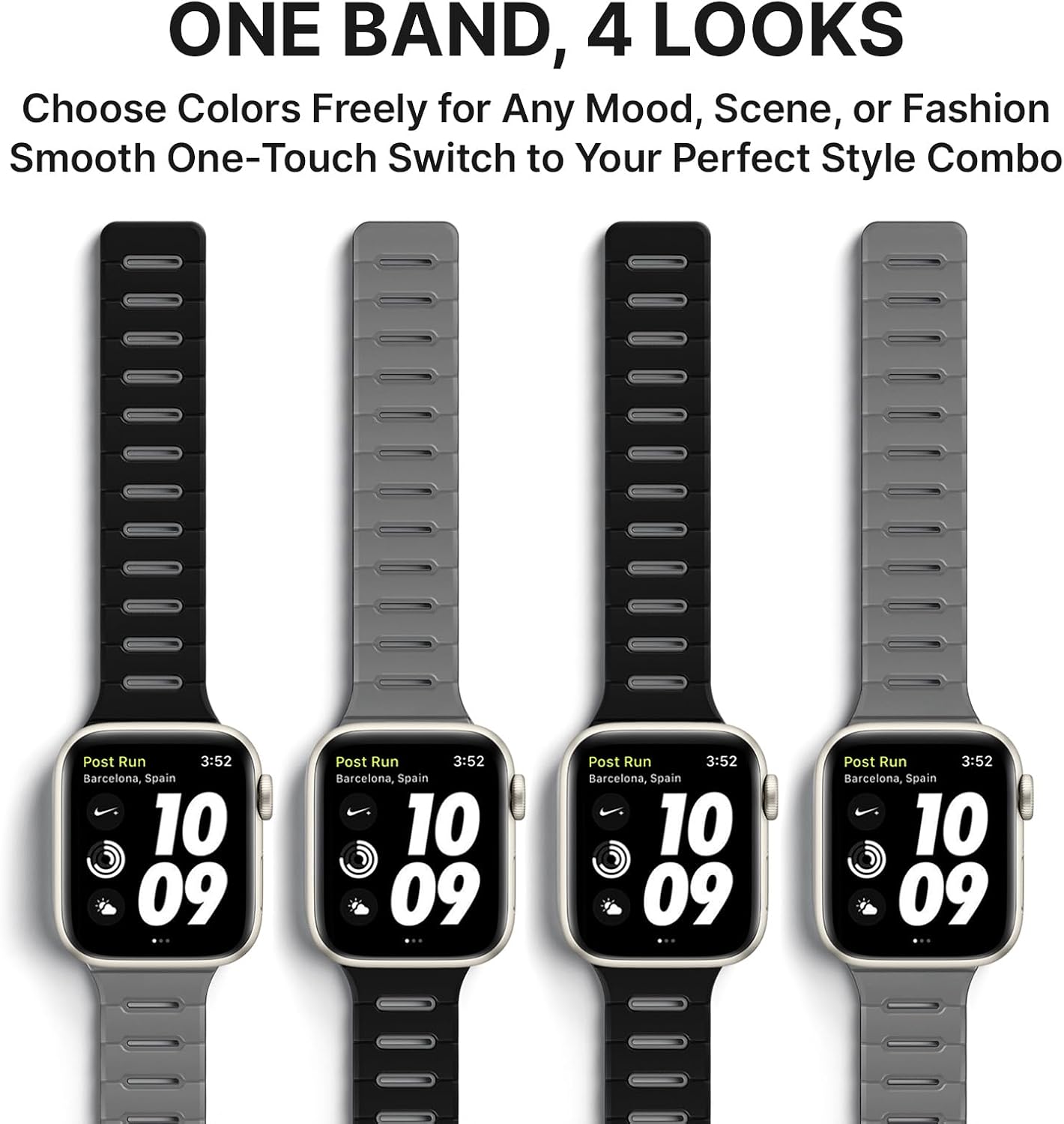Detalle de Bandletic Double Sided Reversible Magnetic Silicone Strap for Apple Watch (Various Sizes)