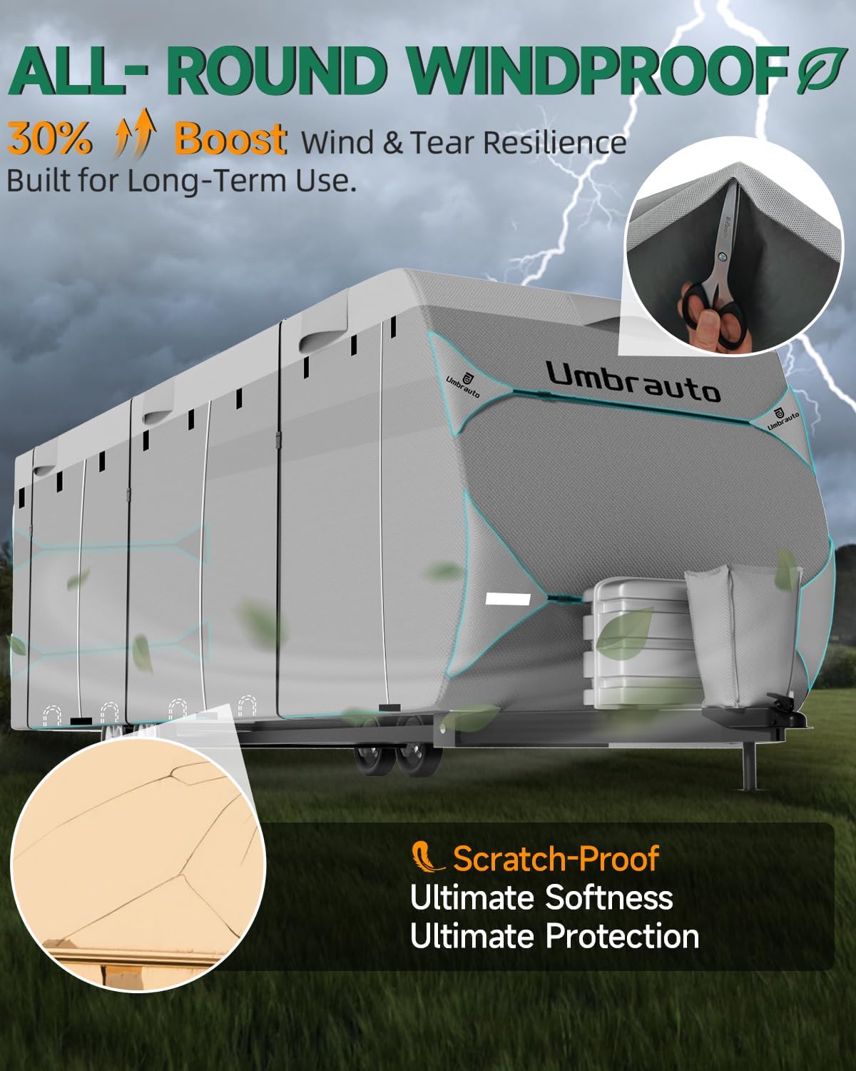 Detalle de Umbrauto RV Cover for 27–30 ft Travel Trailers