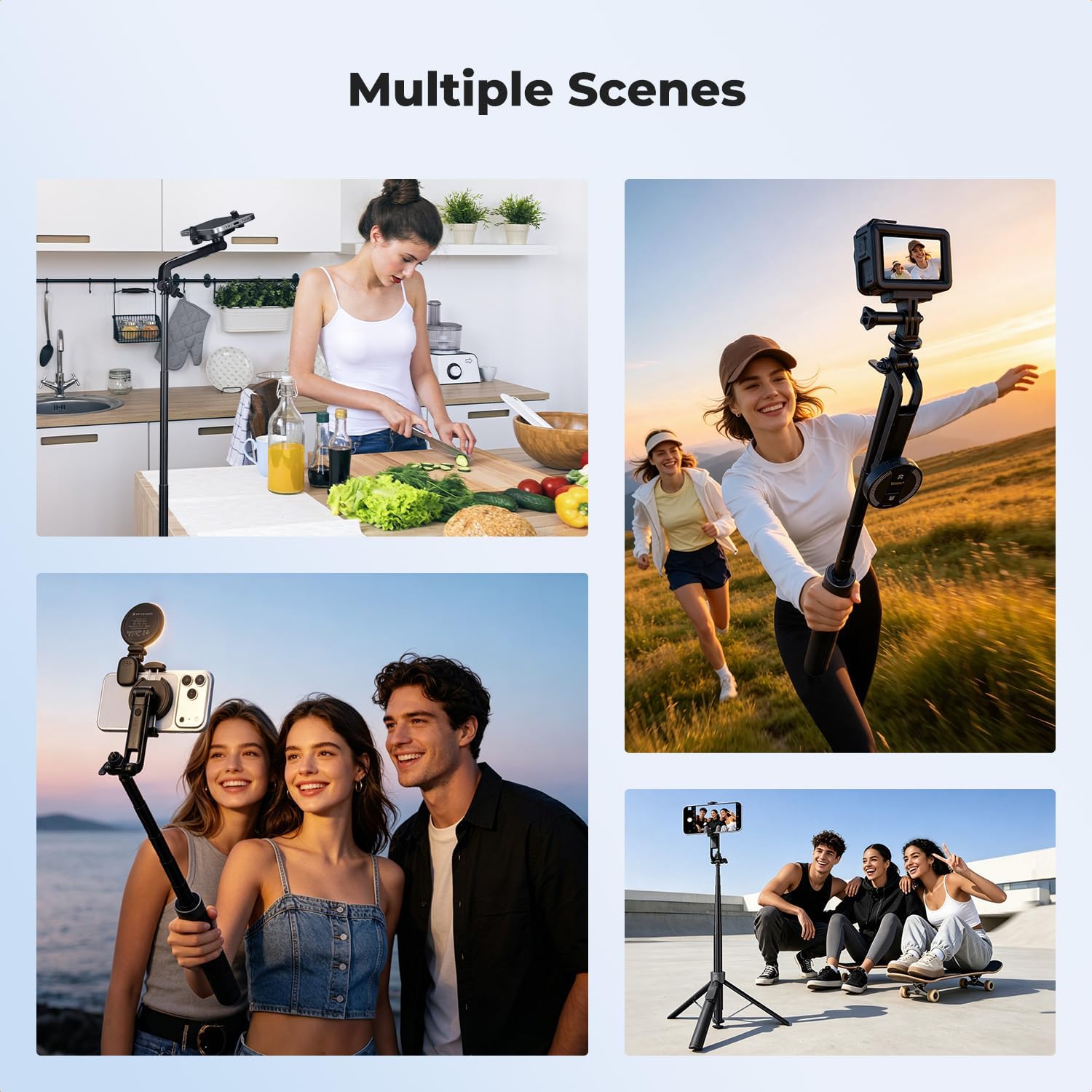 Detalle 2 de K&F CONCEPT Popod 72" Selfie Stick Tripod with Fill Light and Remote