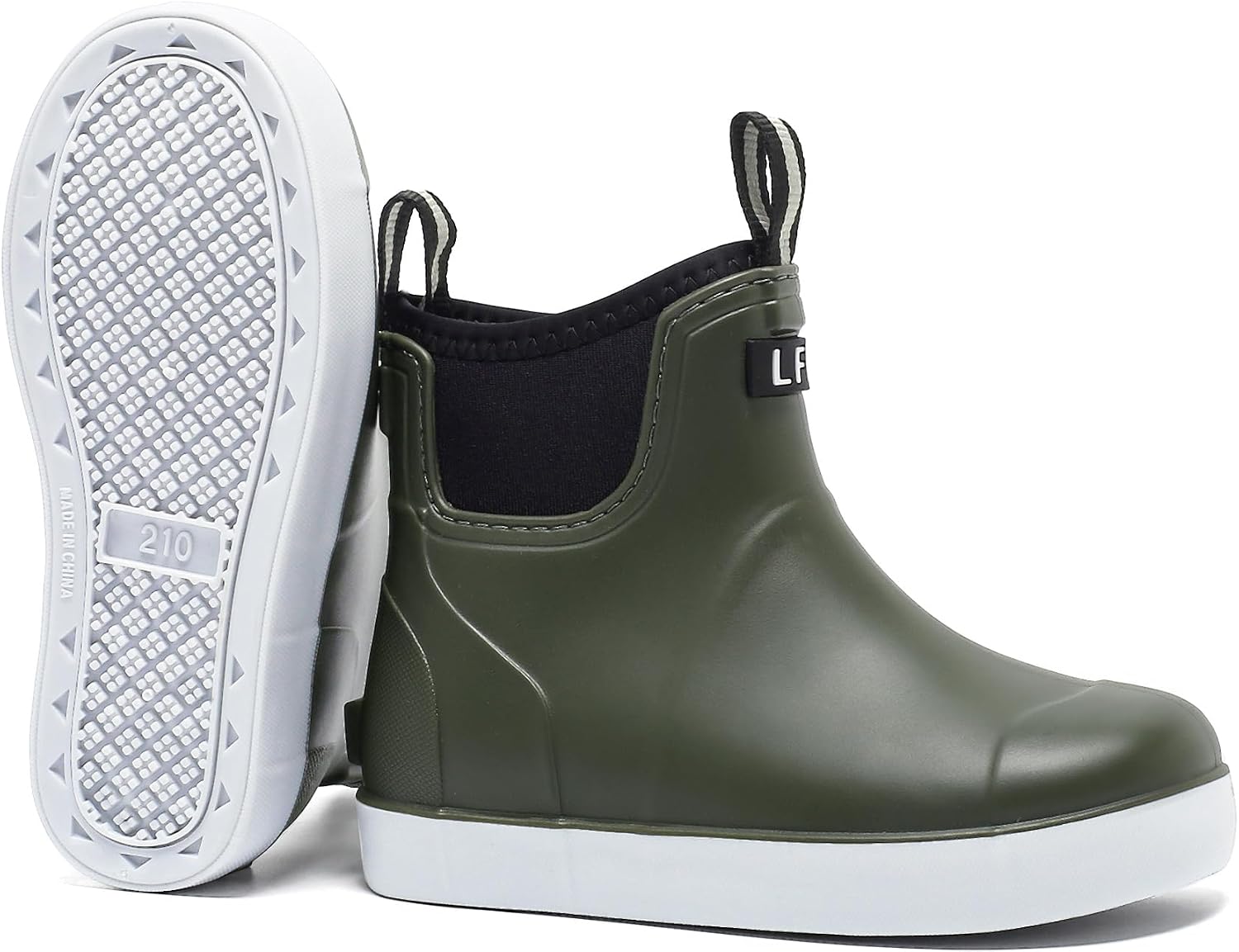 Detalle de Kids Waterproof Rubber Rain Boots, Ankle Chelsea Style with Anti-Slip Traction