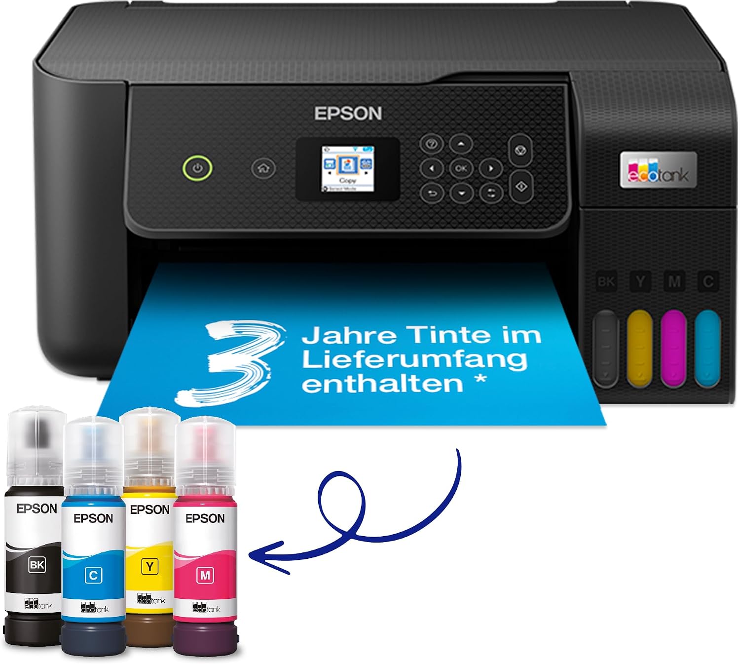 Detalle 2 de Epson EcoTank ET-2856, A4, Wi-Fi, 3 Jahre Tinte đš
