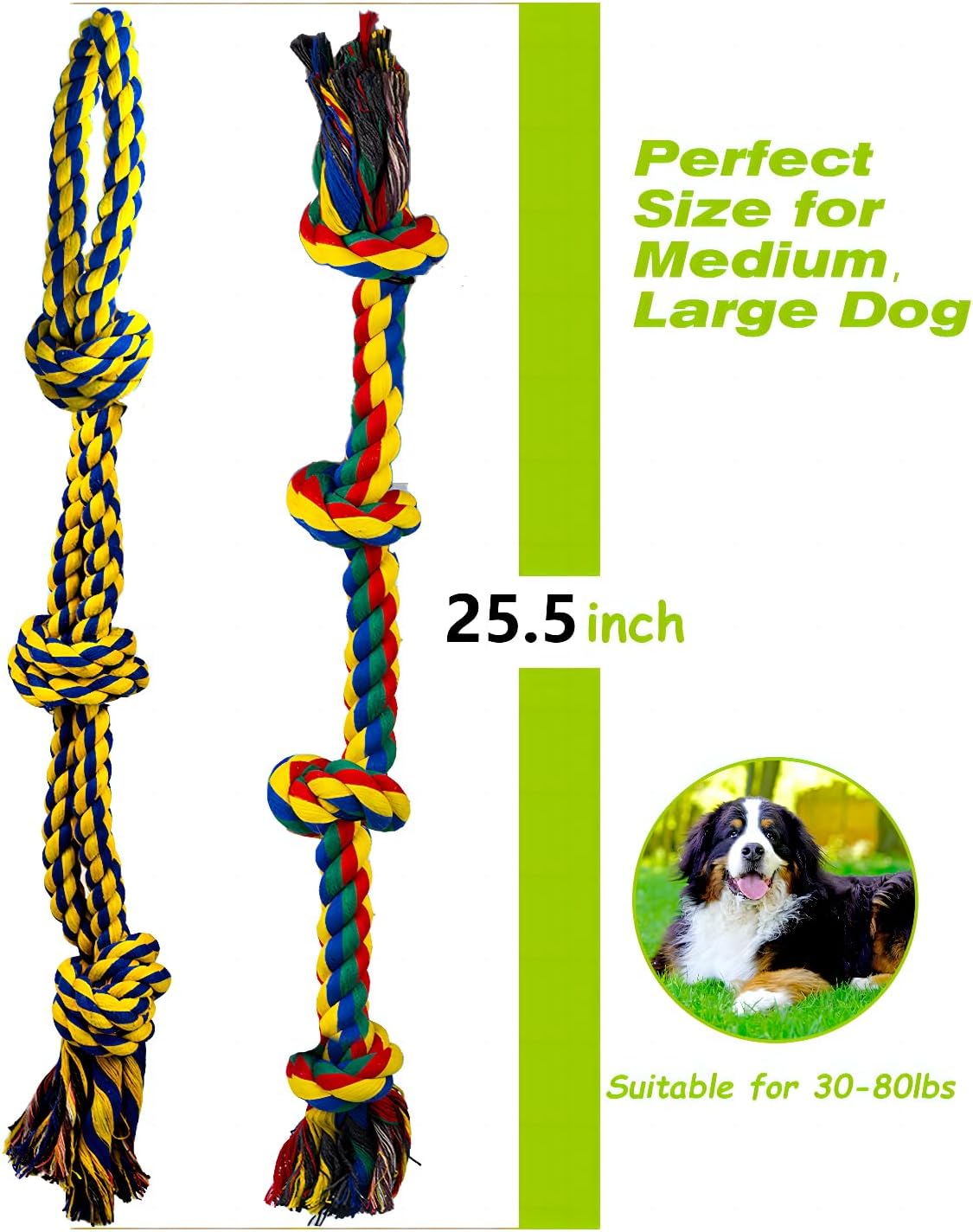 Thumbnail 1 de Decyam Dog Rope Toys for Large and Medium Breeds (2 Pack) – 100% Cotton Heavy-Duty XL Indestructible Chew Rope