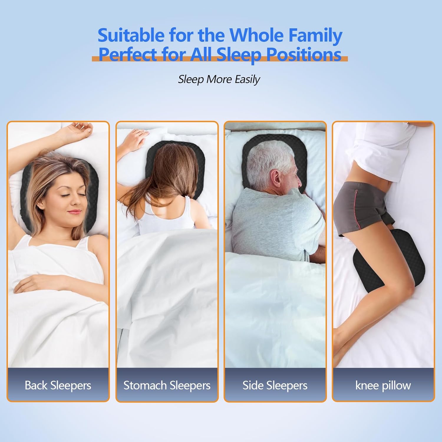 Detalle de Babyezz Ear Piercing Pillow for Side Sleepers (Black) – 9.8in Hollow Ear Hole Pillow