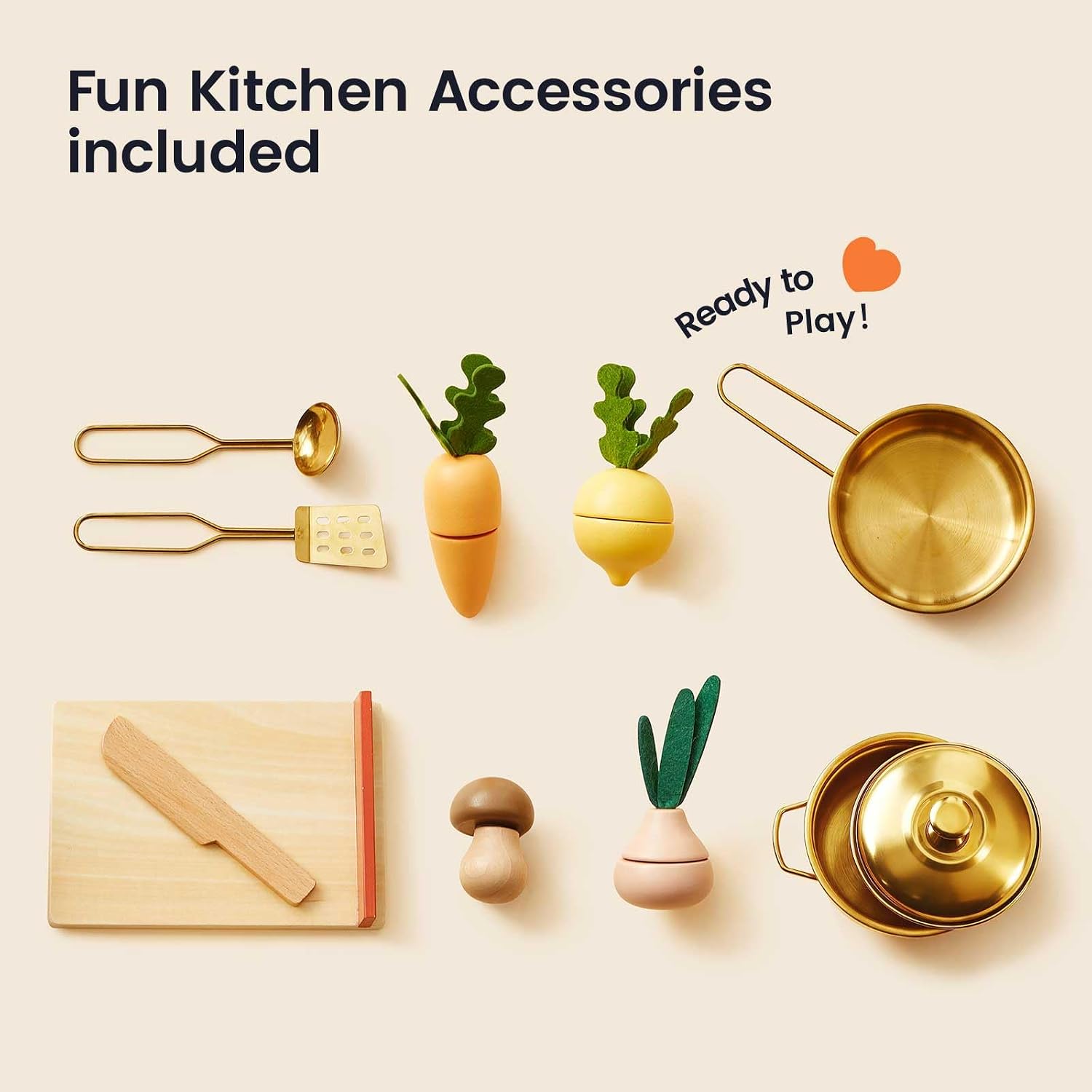 Thumbnail 3 de Tiny Land Wooden Play Kitchen for Toddlers with Warm Retro Design