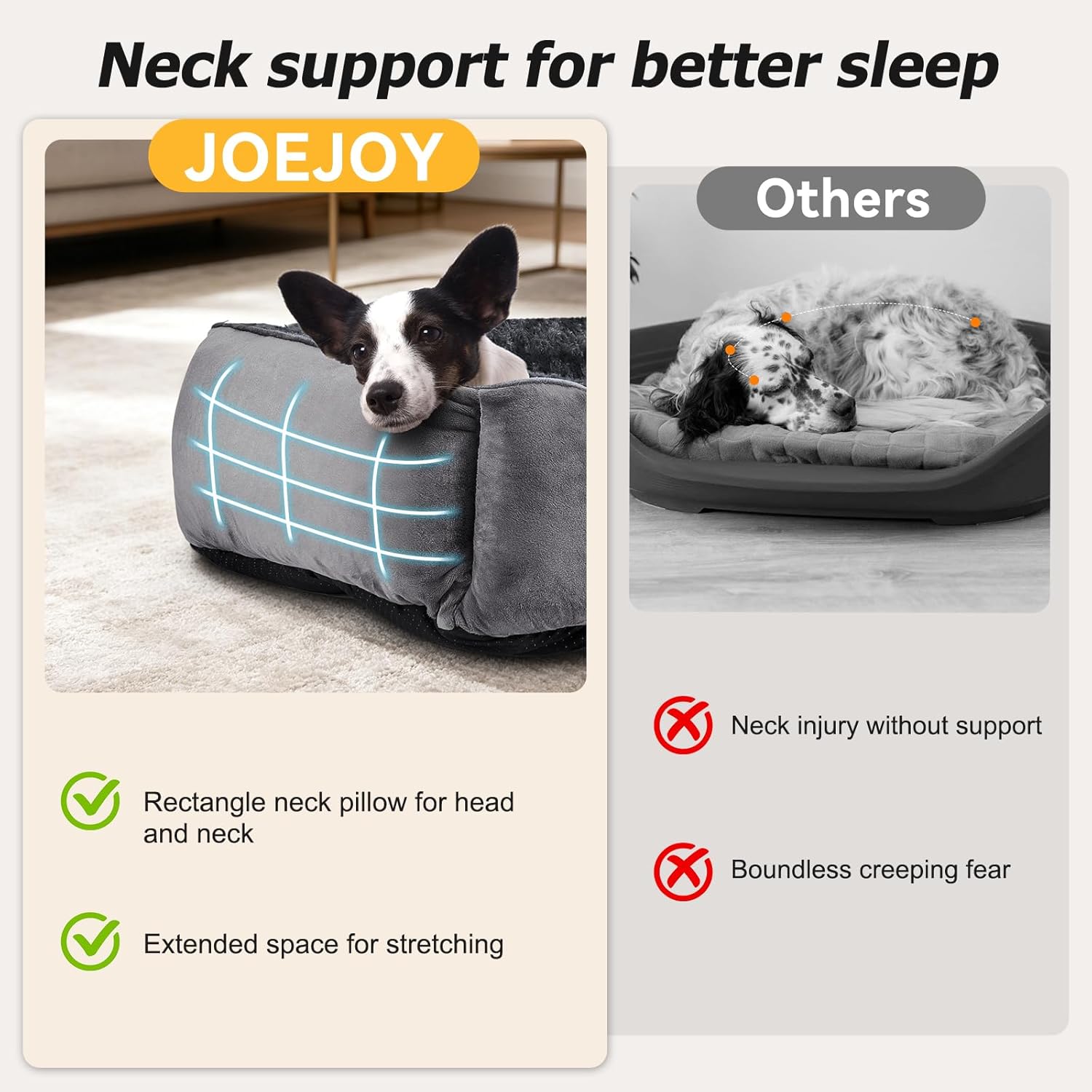 Thumbnail 1 de JOEJOY Dog Bed Extra Large – Washable Anti-Anxiety Plush Bed with Non-Slip Base (Grey)