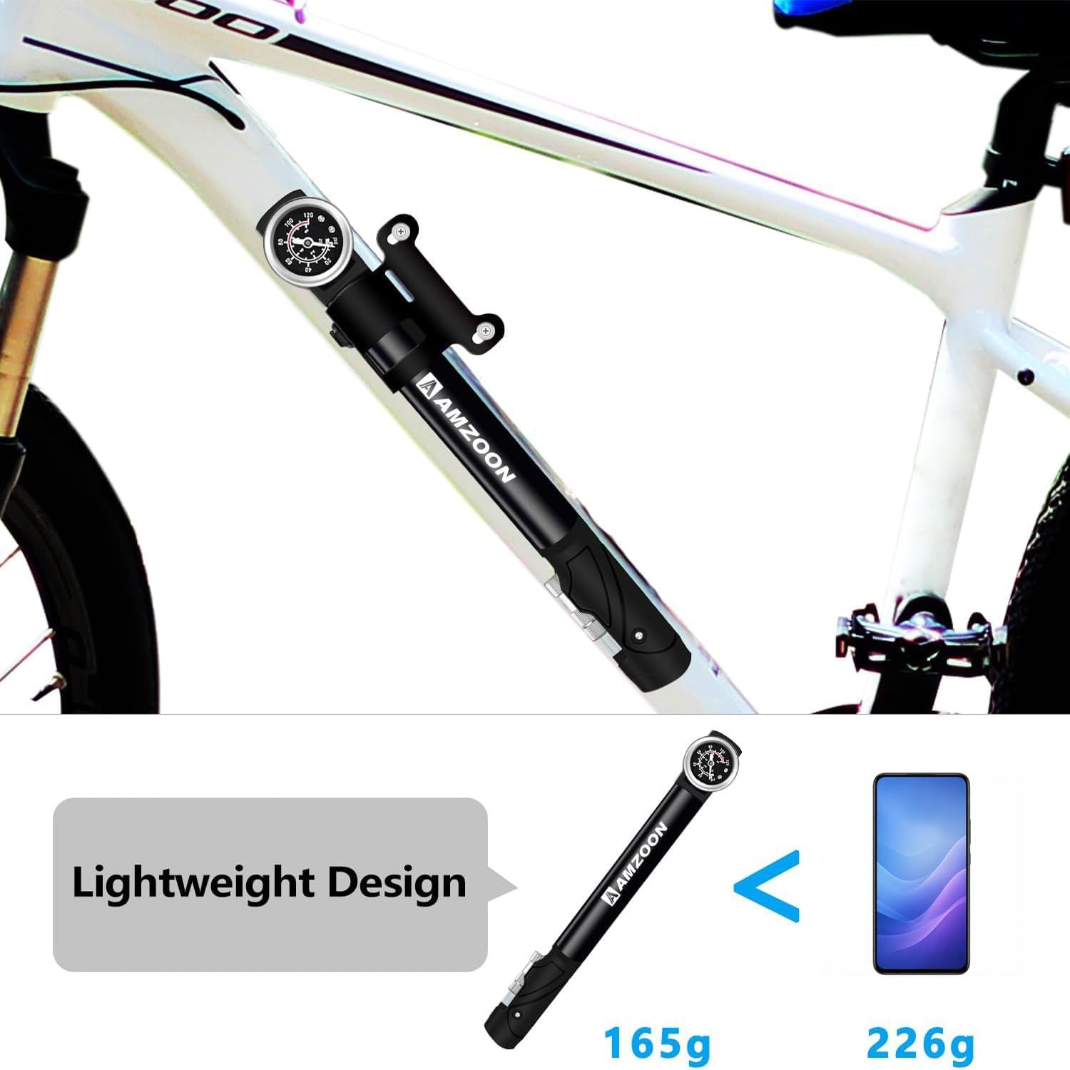Thumbnail 5 de AMZOON Bomba de Aire para Bicicleta 120 PSI
