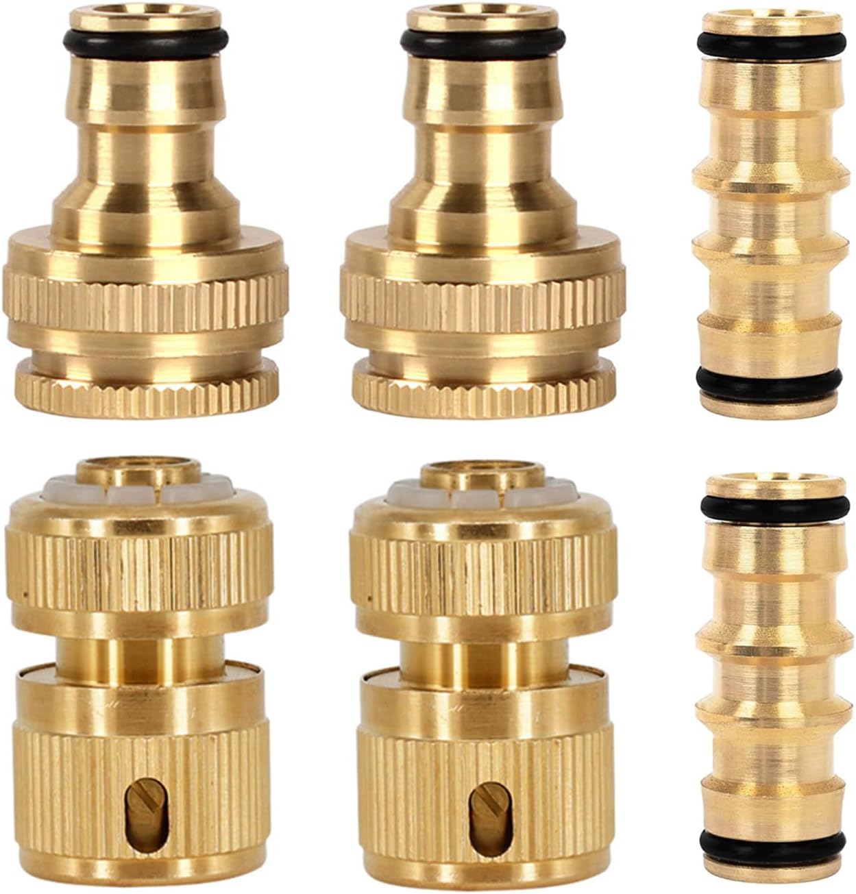 Detalle de 6 Pack Brass Garden Hose Connectors (Quick Connect Fittings) for 1/2 Inch Hose Pipes