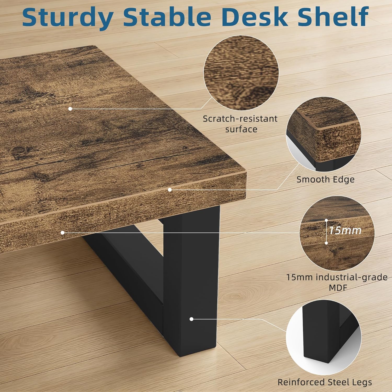 Thumbnail 6 de OYRREU Monitorerhöhung 2er Set – Holz-MDF Stellage mit Stahlkonstruktion, 91 × 26 × 12,5 cm