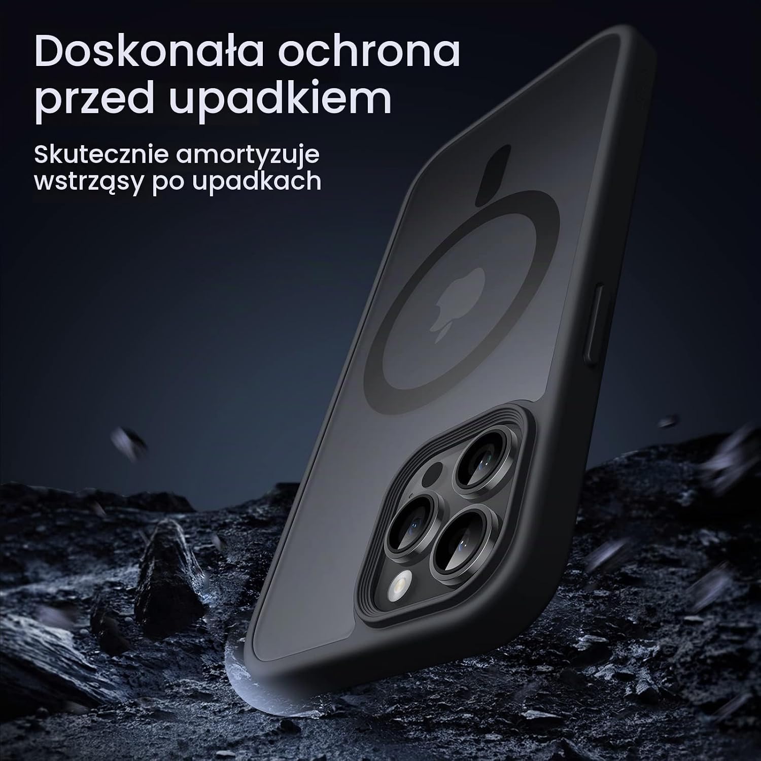 Detalle 1 de JETech 3978- – magnetyczne etui do iPhone 12 Pro Max, czarne, matowe