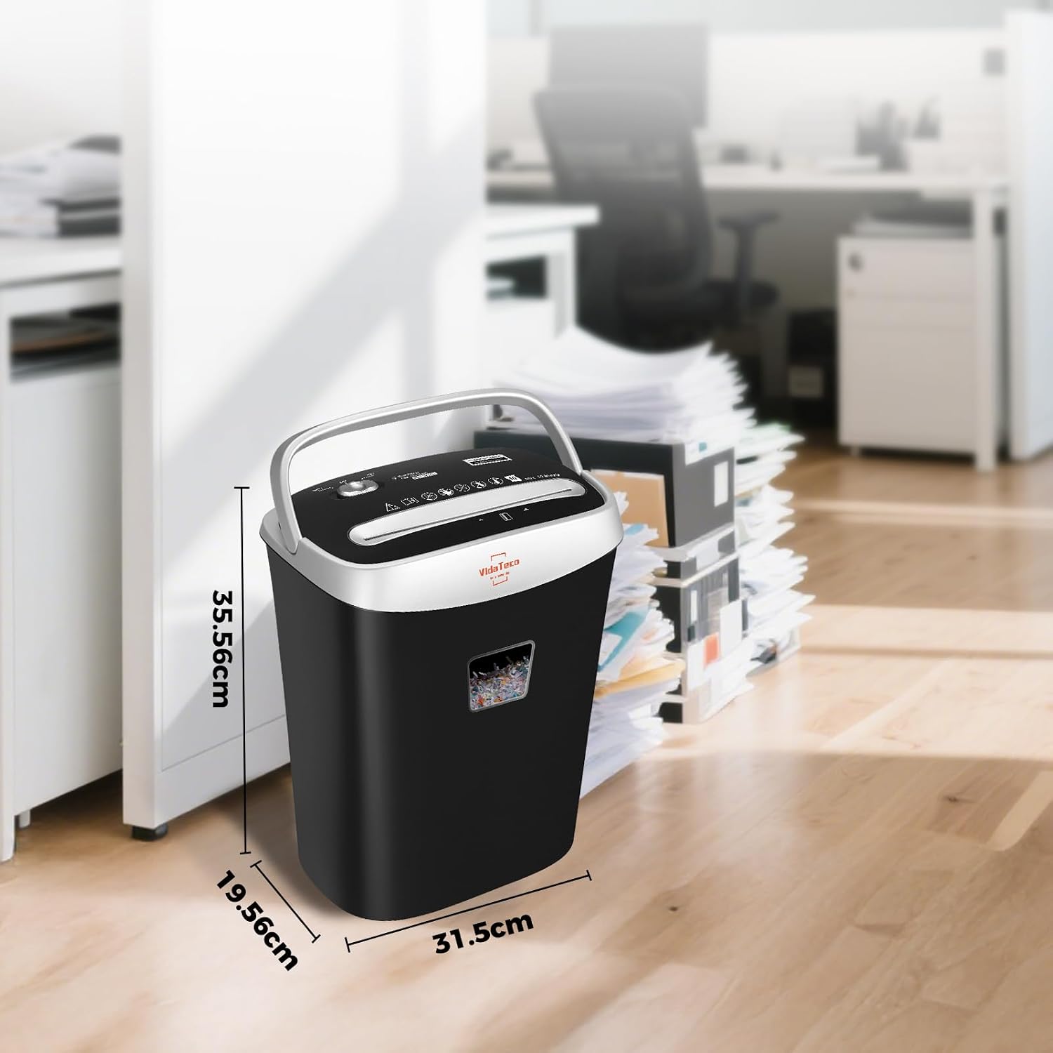 Thumbnail 6 de VidaTeco Schredder Aktenvernichter 10 Blatt Kreuzschnitt P-4, 15L – ideal fürs Home Office