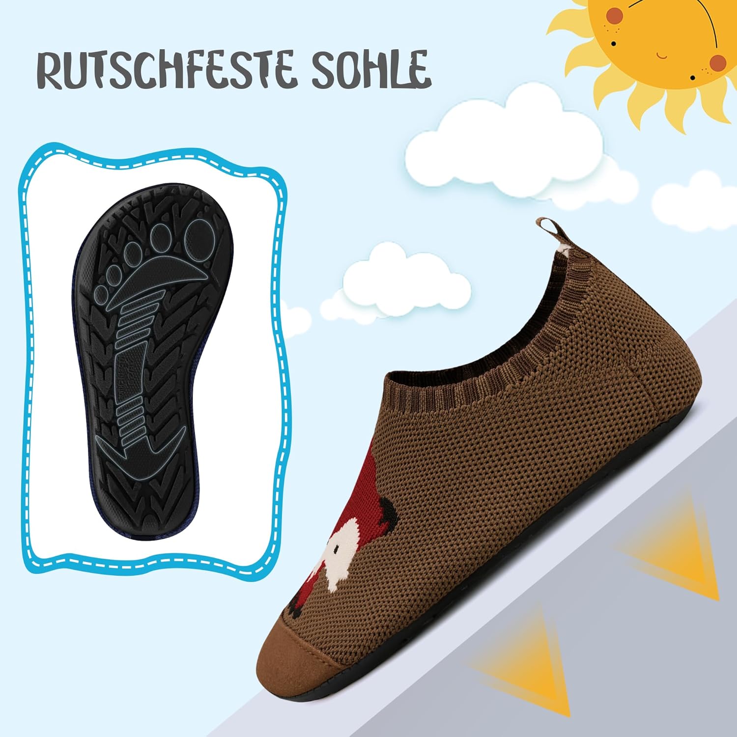 Detalle 2 de Kyopp Hausschuhe für Kinder – Atmungsaktive, rutschfeste Pantoletten von Größe 20–35