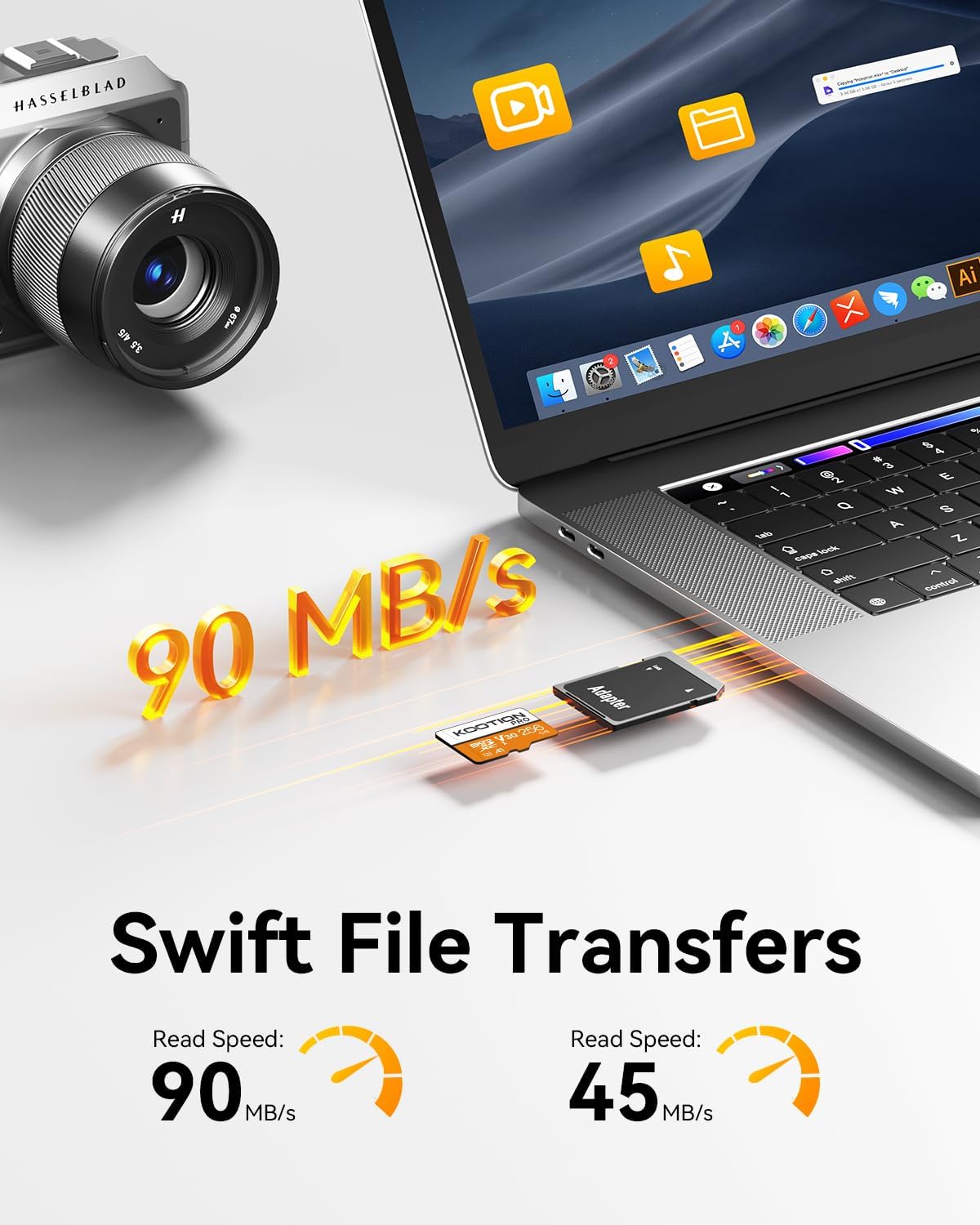 Thumbnail 1 de KOOTION Scheda Micro SD da 256 GB – SDXC UHS-I U3 V30 A1, 95–100 MB/s lettura, 45 MB/s scrittura